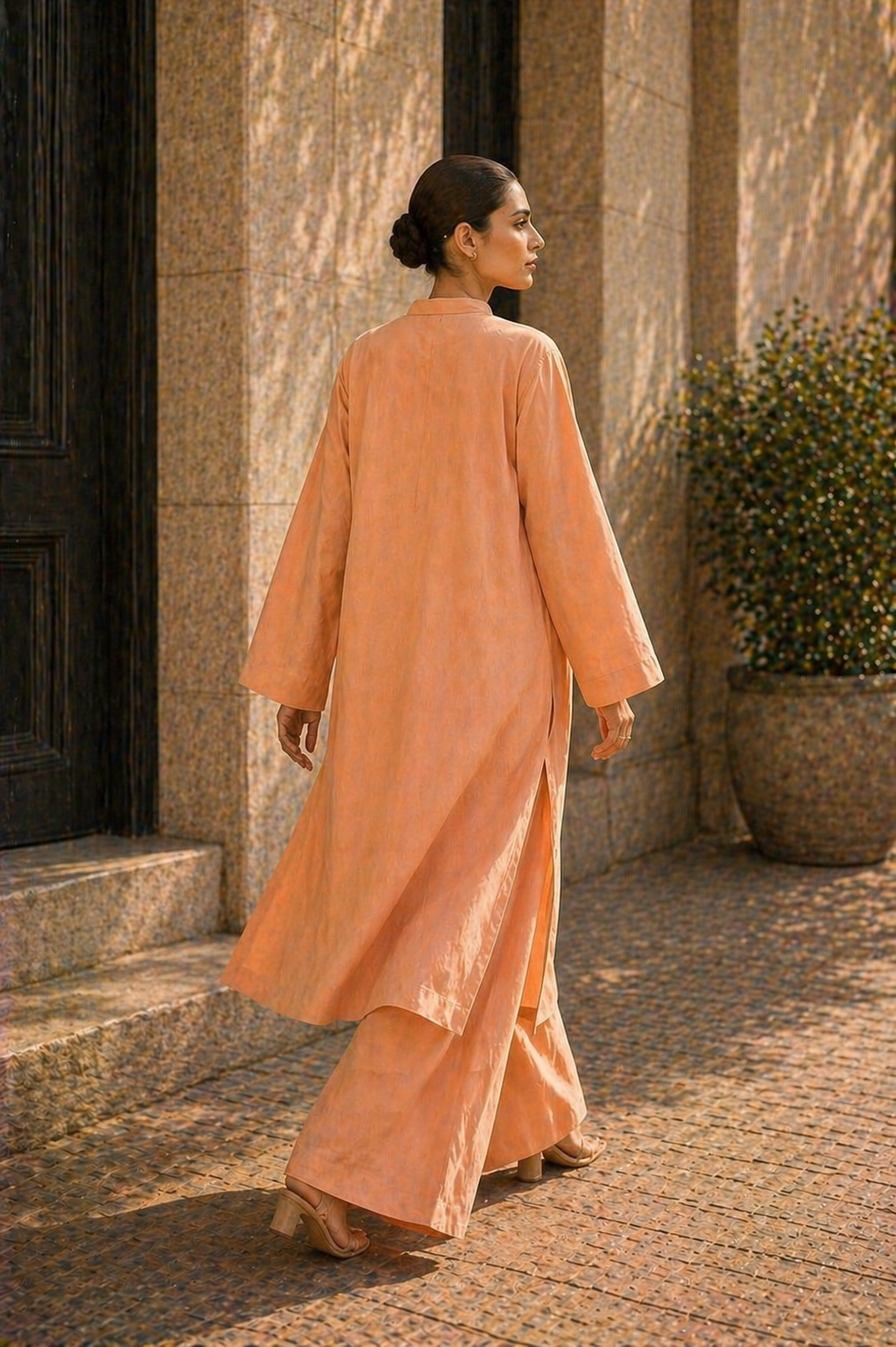 Elegant Women – Soft Power Sunset Apricot 2PC Premium Cotton Set (RTW | Summer Drop 05)