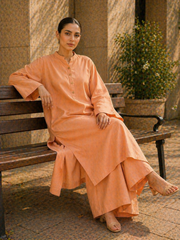 Elegant Women – Soft Power Sunset Apricot 2PC Premium Cotton Set (RTW | Summer Drop 05)