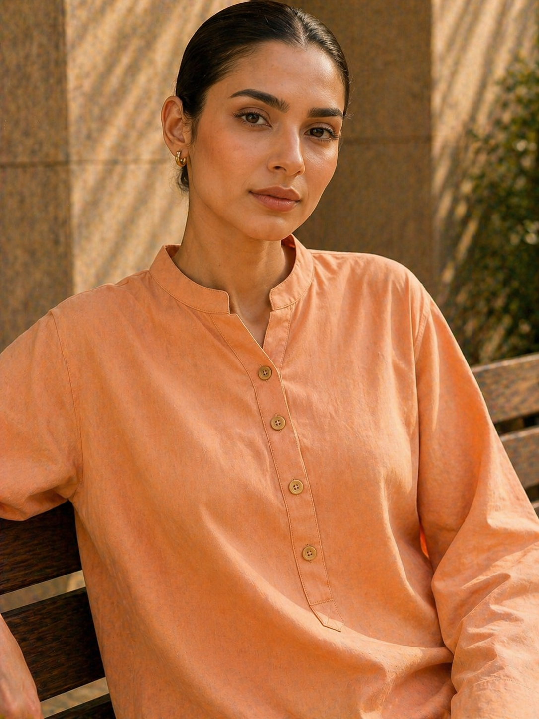 Elegant Women – Soft Power Sunset Apricot 2PC Premium Cotton Set (RTW | Summer Drop 05)