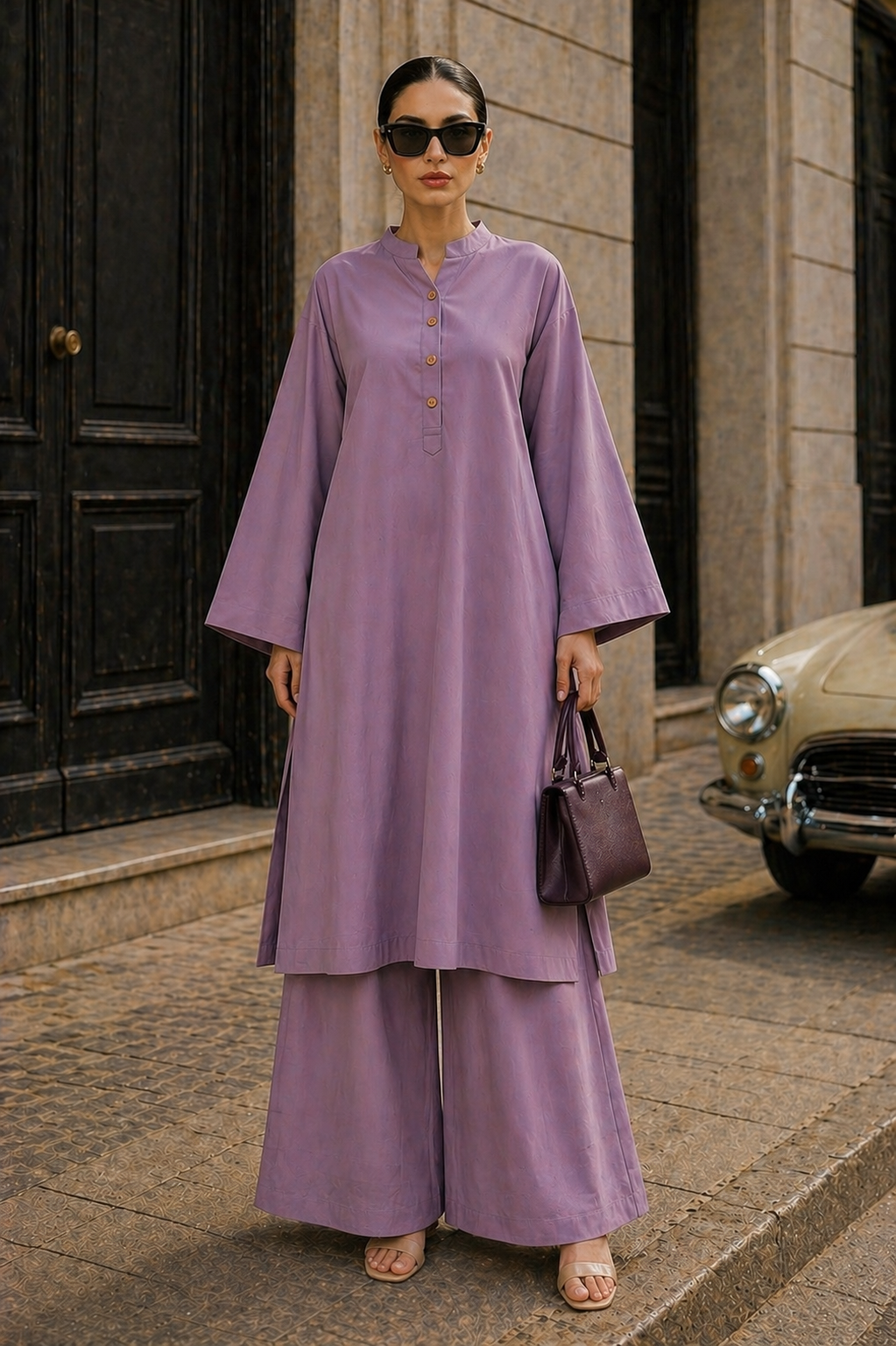 Elegant Women – Soft Power Deep Mauve Mist 2PC Premium Cotton Set (RTW | Summer Drop 05)