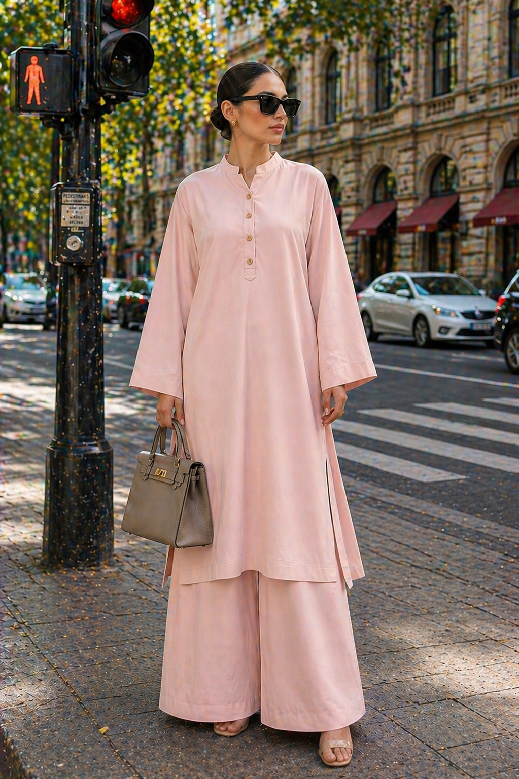 Elegant Women – Soft Power Peach Nectar Pink 2PC Premium Cotton Set (RTW | Summer Drop 05)