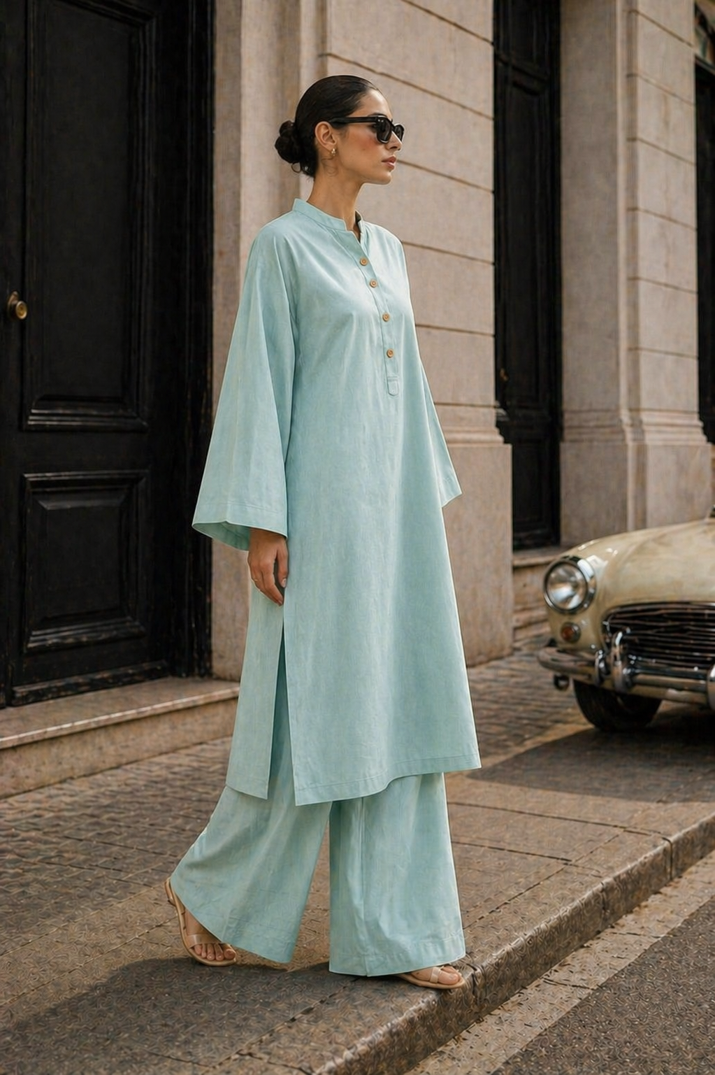 Elegant Women – Soft Power Aqua Glass 2PC Premium Cotton Set (RTW | Summer Drop 05)