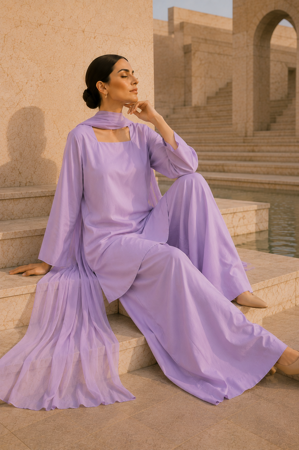 Elegant Women –Lavender Mist 2PC Premium Cotton Set (RTW | Summer Drop 06)