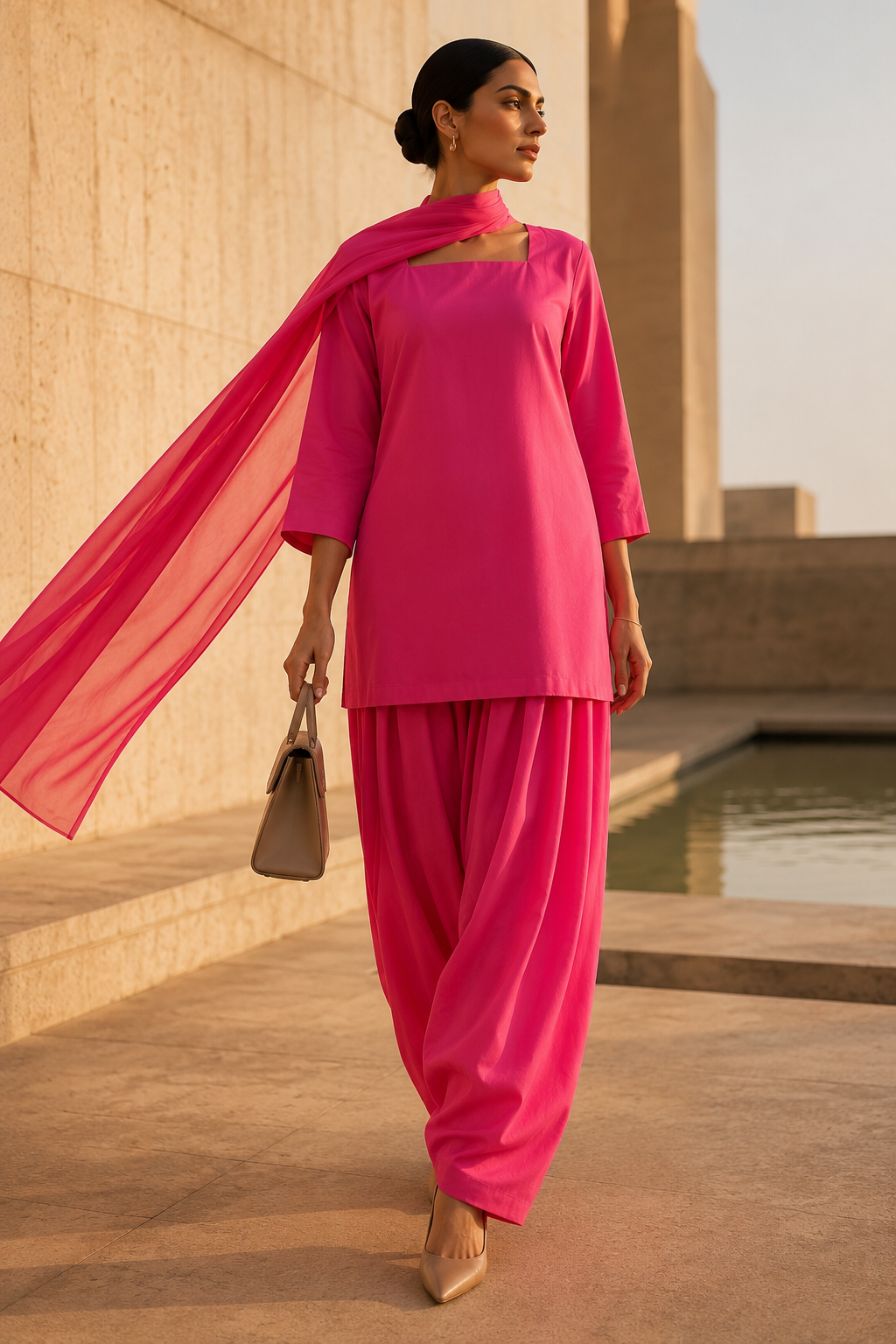 Elegant Women – Soft Bubblegum Pink 2PC Premium Cotton Set (RTW | Summer Drop 06)