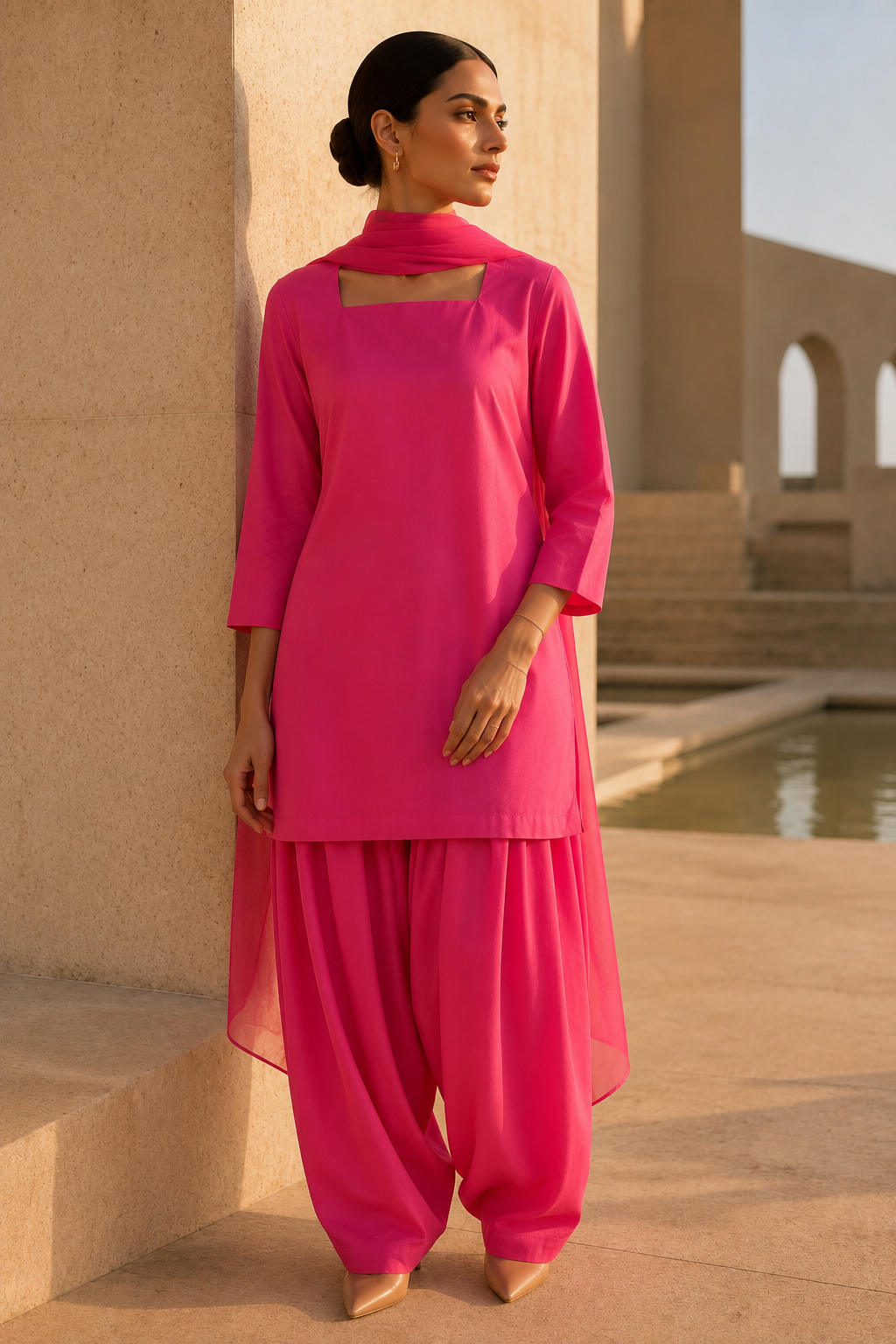 Elegant Women – Soft Bubblegum Pink 2PC Premium Cotton Set (RTW | Summer Drop 06)