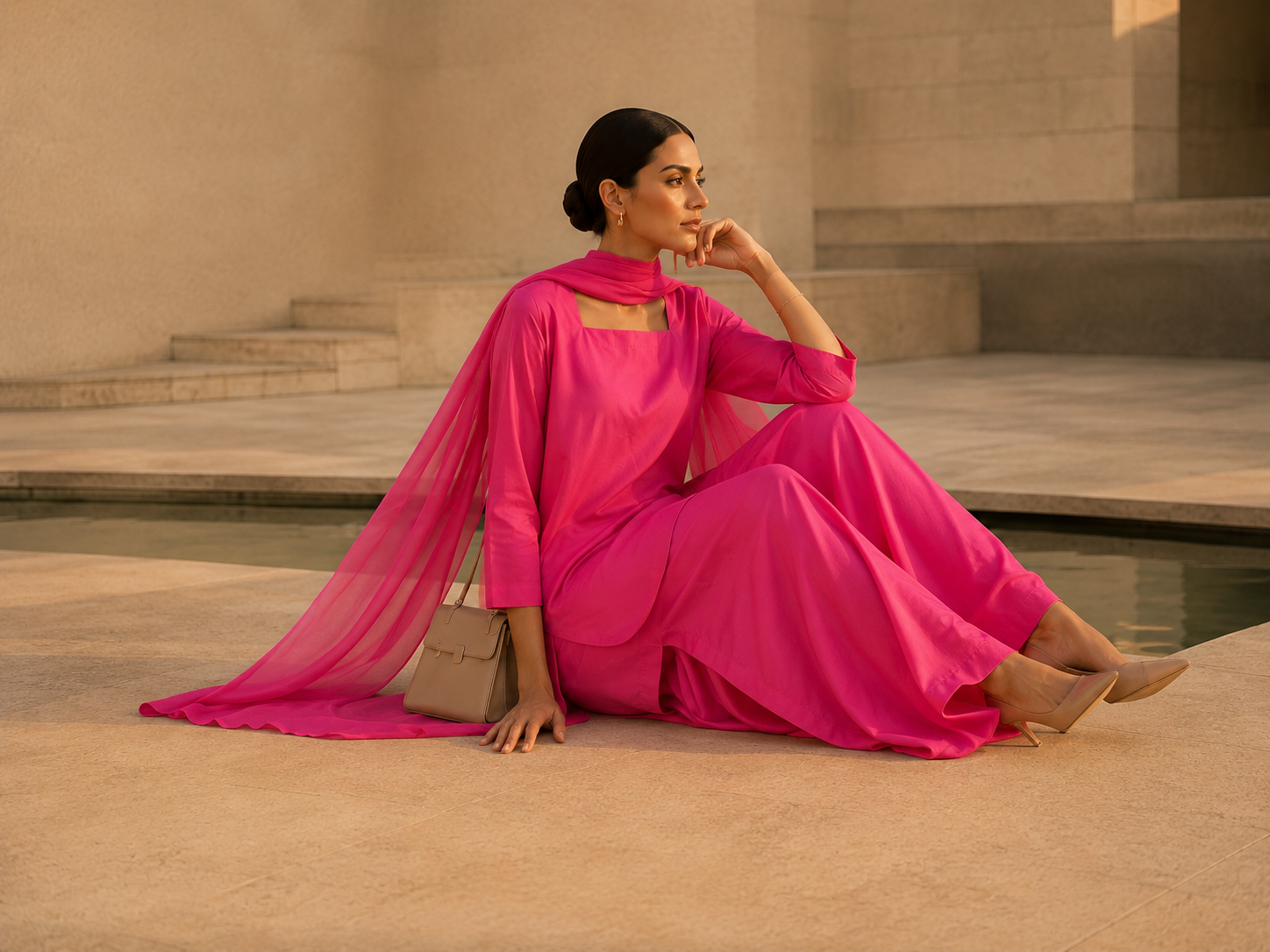 Elegant Women – Soft Bubblegum Pink 2PC Premium Cotton Set (RTW | Summer Drop 06)