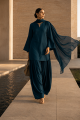 Elegant Women-Teal Blue 2PC Premium Cotton Set (RTW | Summer Drop 06)