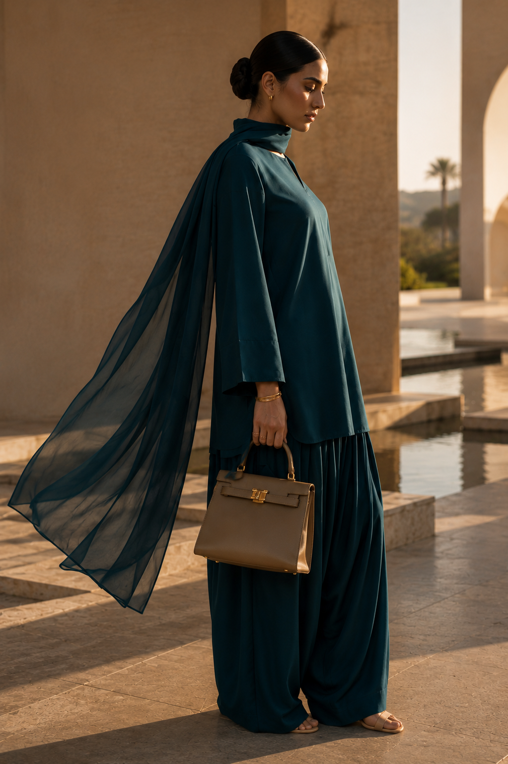 Elegant Women-Teal Blue 2PC Premium Cotton Set (RTW | Summer Drop 06)
