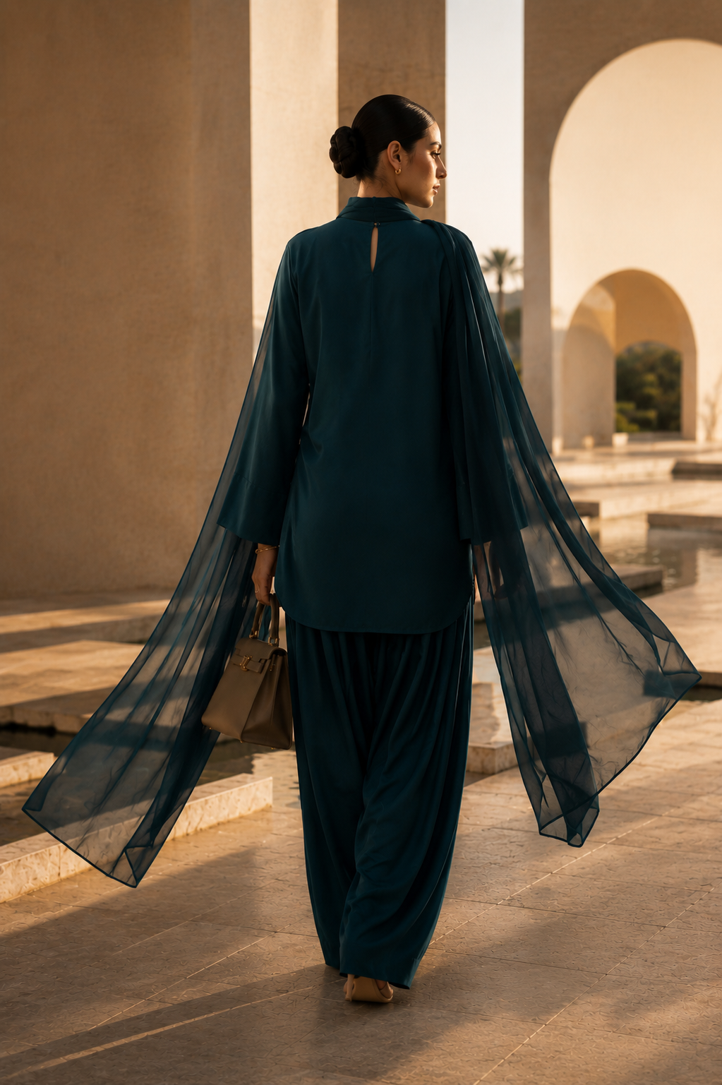 Elegant Women-Teal Blue 2PC Premium Cotton Set (RTW | Summer Drop 06)
