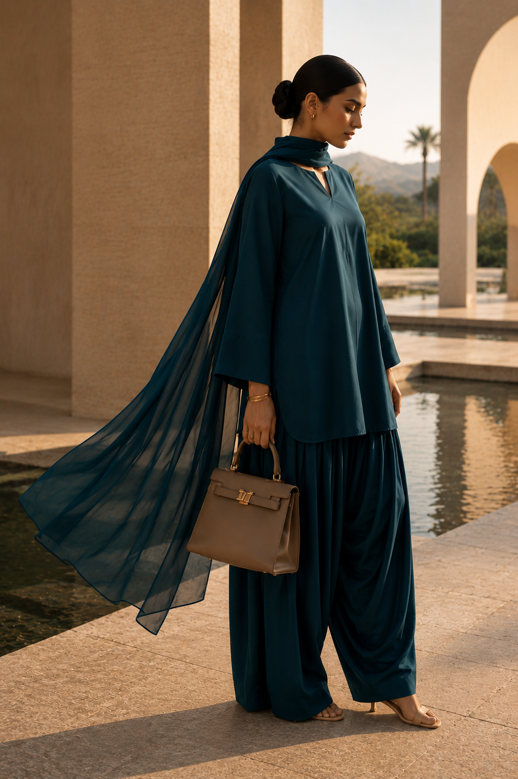 Elegant Women-Teal Blue 2PC Premium Cotton Set (RTW | Summer Drop 06)