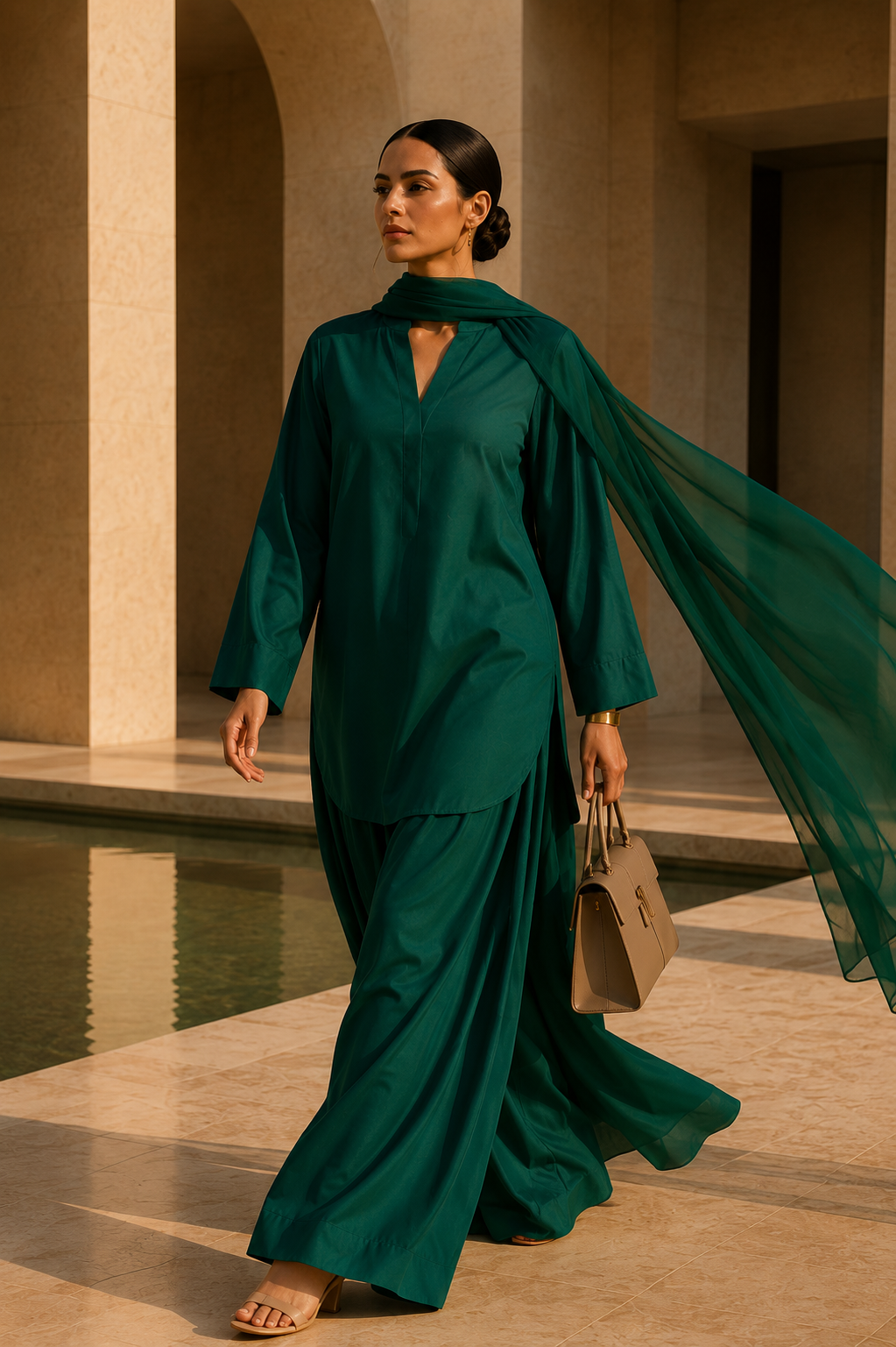 Elegant Women –Emerald Green 2PC Premium Cotton Set (RTW | Summer Drop 06)
