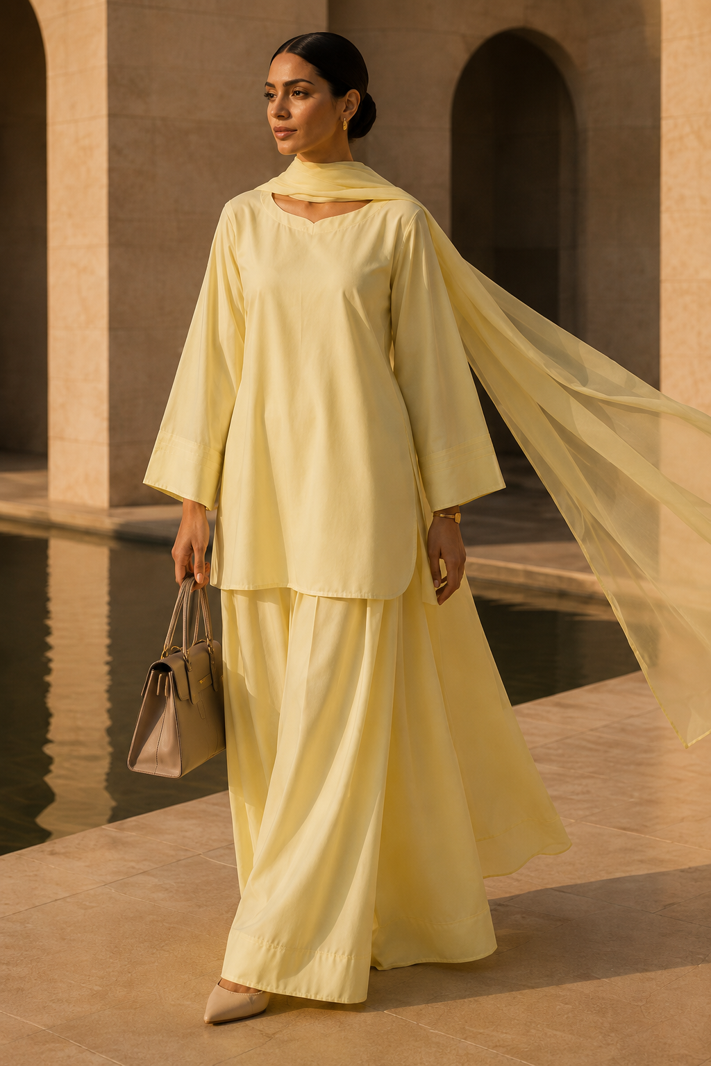 Elegant Women –Frosted Lemon Mist 2PC Premium Cotton Set (RTW | Summer Drop 06)