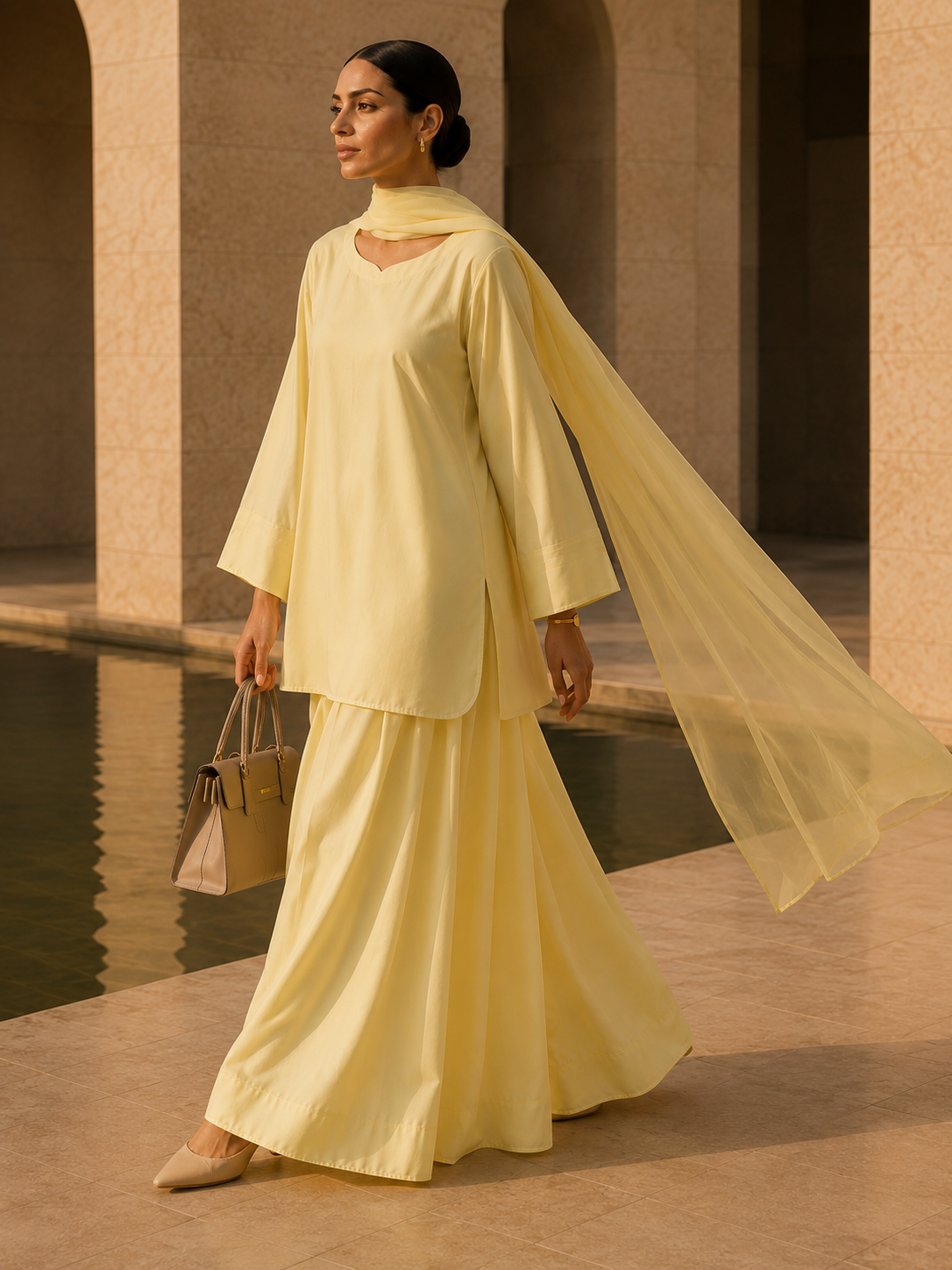 Elegant Women –Frosted Lemon Mist 2PC Premium Cotton Set (RTW | Summer Drop 06)