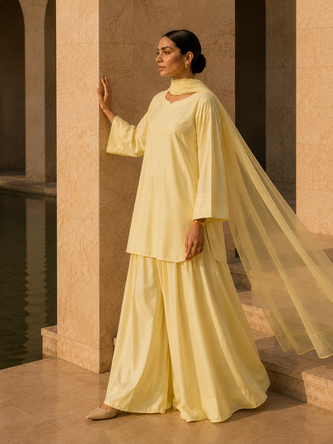 Elegant Women –Frosted Lemon Mist 2PC Premium Cotton Set (RTW | Summer Drop 06)