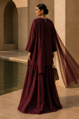 Elegant Women – Burgundy Maroon 2PC Premium Cotton Set (RTW | Summer Drop 06)