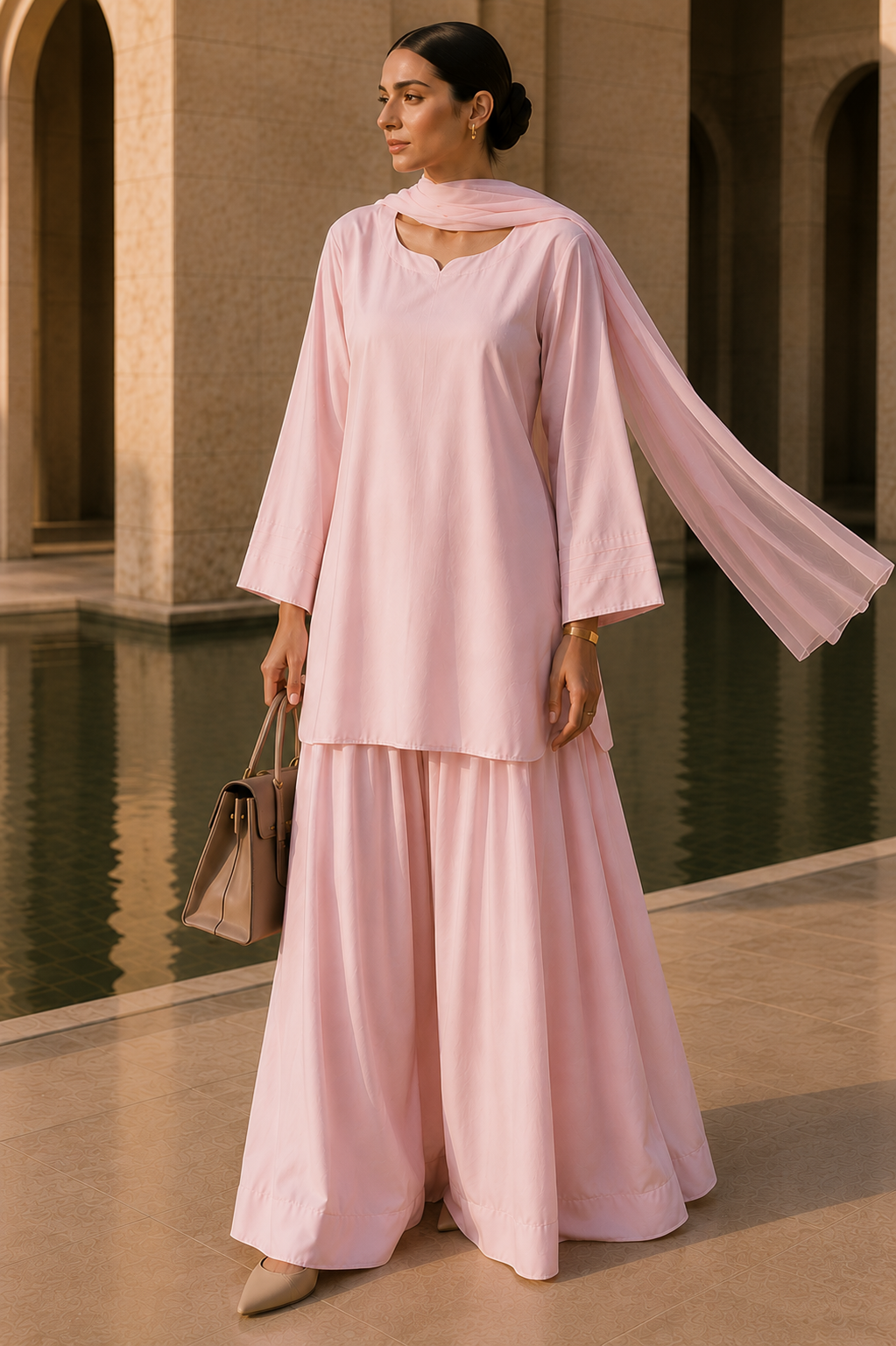 Elegant Women – Tea Rose Pink 2PC Premium Cotton Set (RTW | Summer Drop 06)