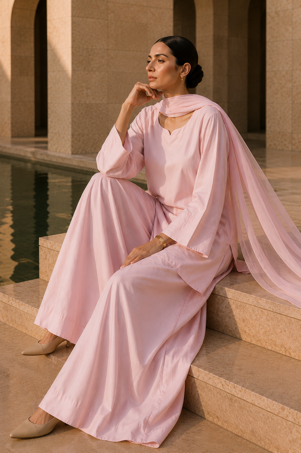Elegant Women – Tea Rose Pink 2PC Premium Cotton Set (RTW | Summer Drop 06)