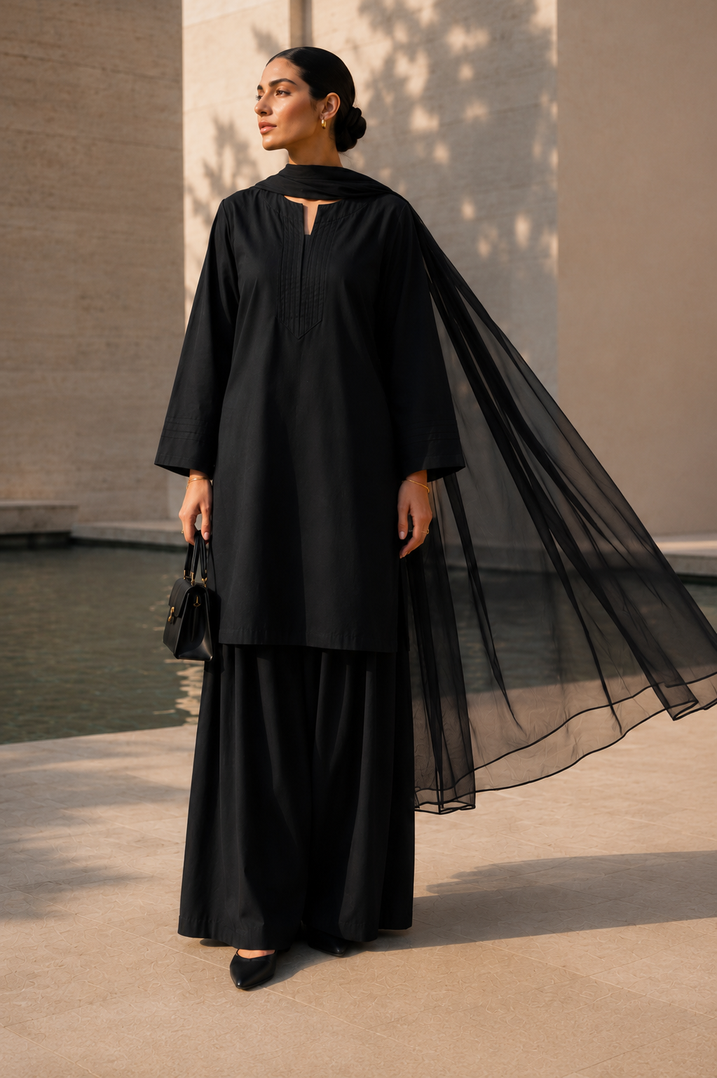Elegant Women –Midnight Black 2PC Premium Cotton Set (RTW | Summer Drop 06)