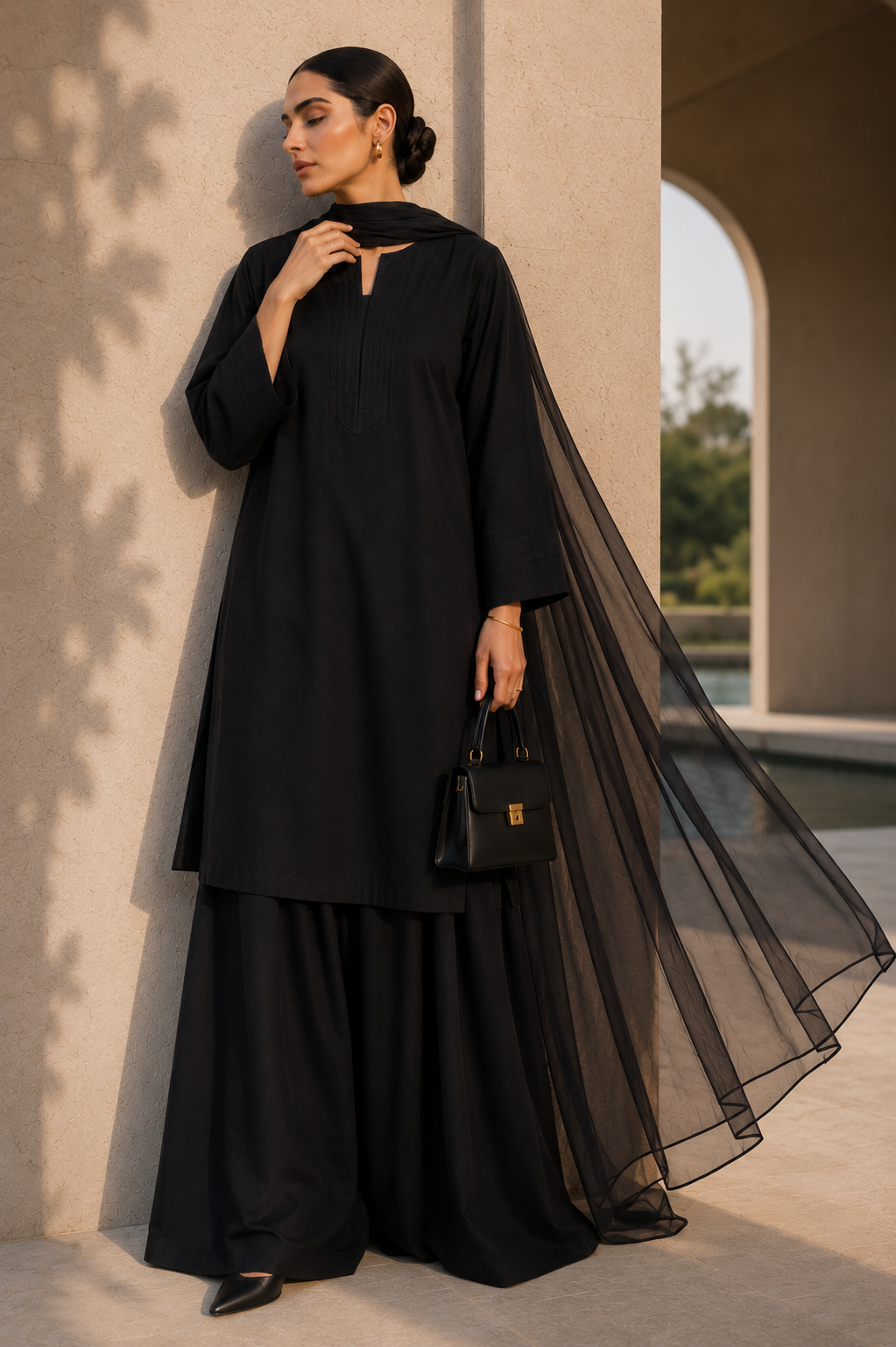 Elegant Women –Midnight Black 2PC Premium Cotton Set (RTW | Summer Drop 06)