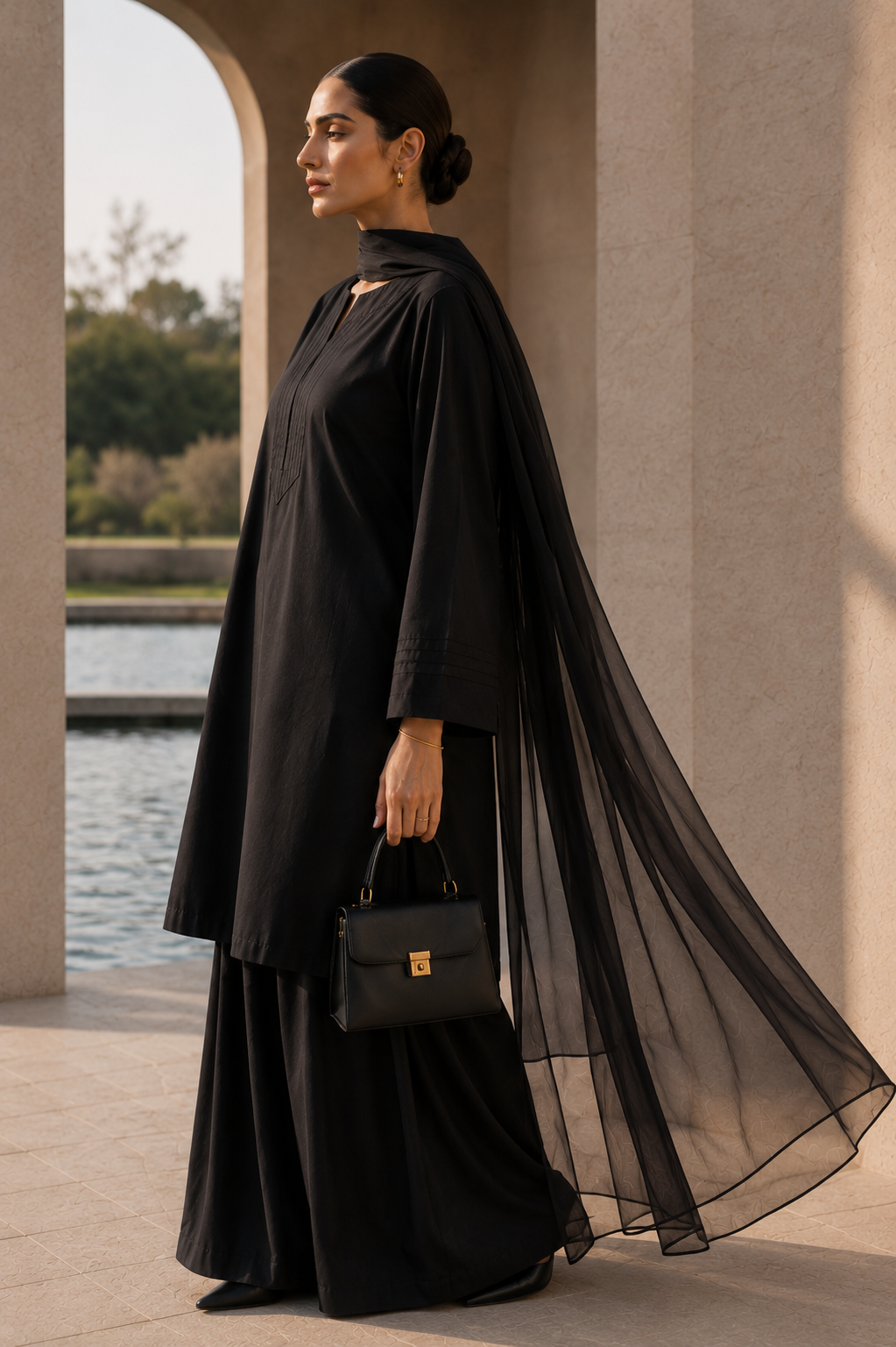 Elegant Women –Midnight Black 2PC Premium Cotton Set (RTW | Summer Drop 06)