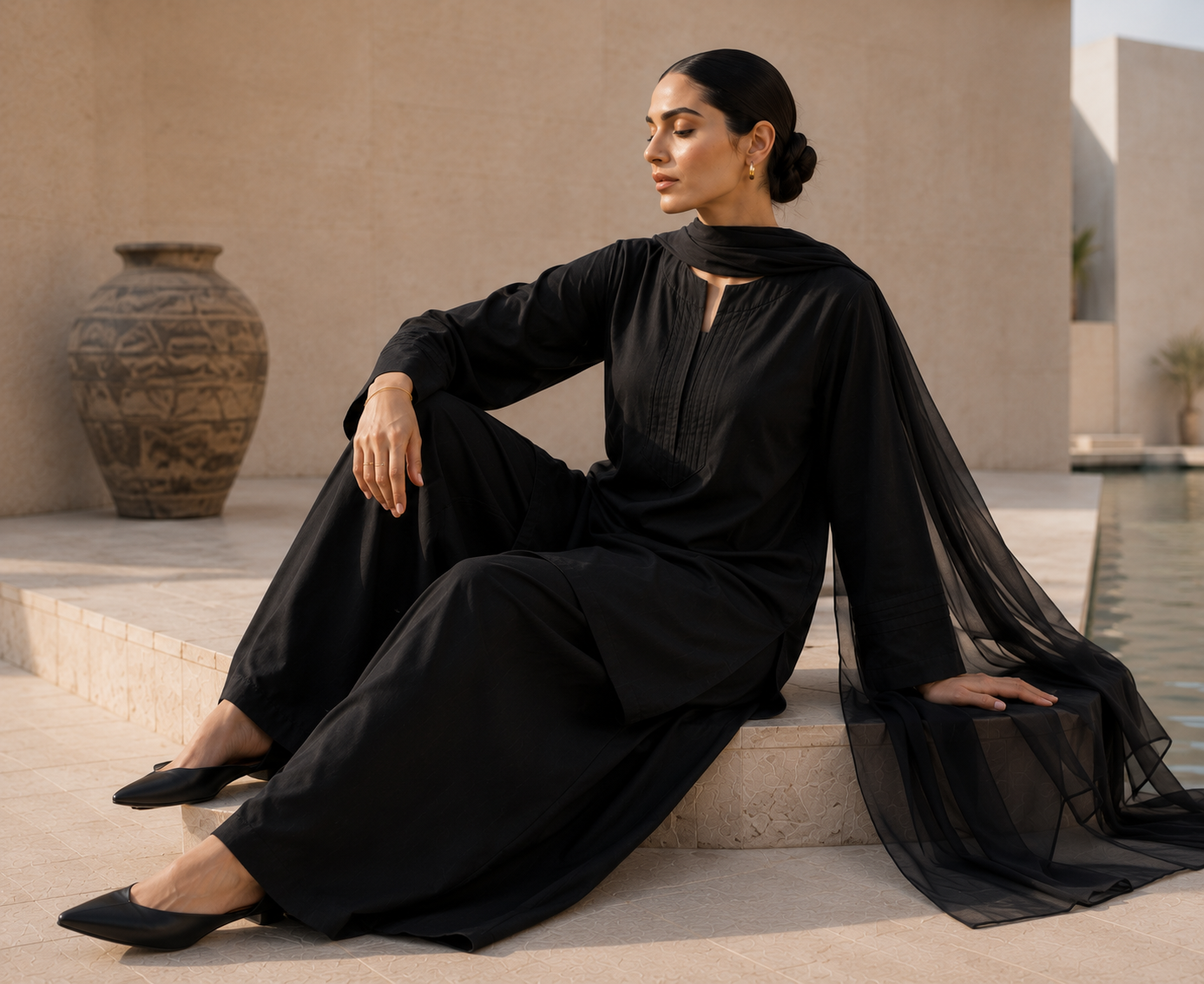 Elegant Women –Midnight Black 2PC Premium Cotton Set (RTW | Summer Drop 06)