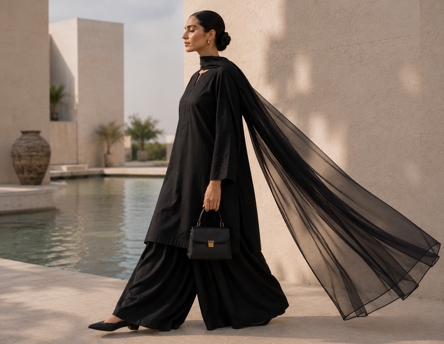 Elegant Women –Midnight Black 2PC Premium Cotton Set (RTW | Summer Drop 06)