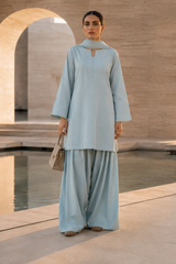 Elegant Women –Iced Sky Blue 2PC Premium Cotton Set (RTW | Summer Drop 06)