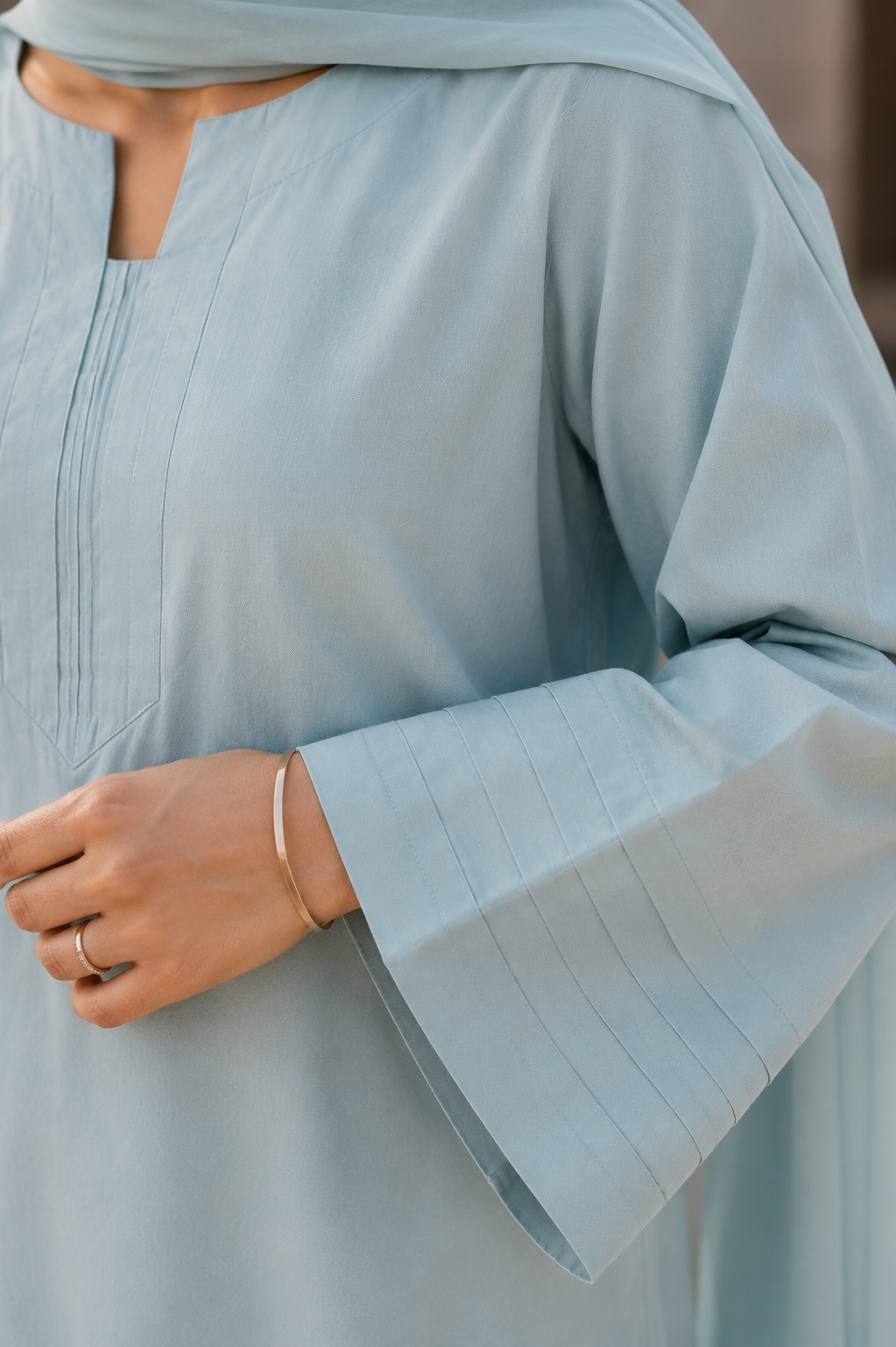 Elegant Women –Iced Sky Blue 2PC Premium Cotton Set (RTW | Summer Drop 06)