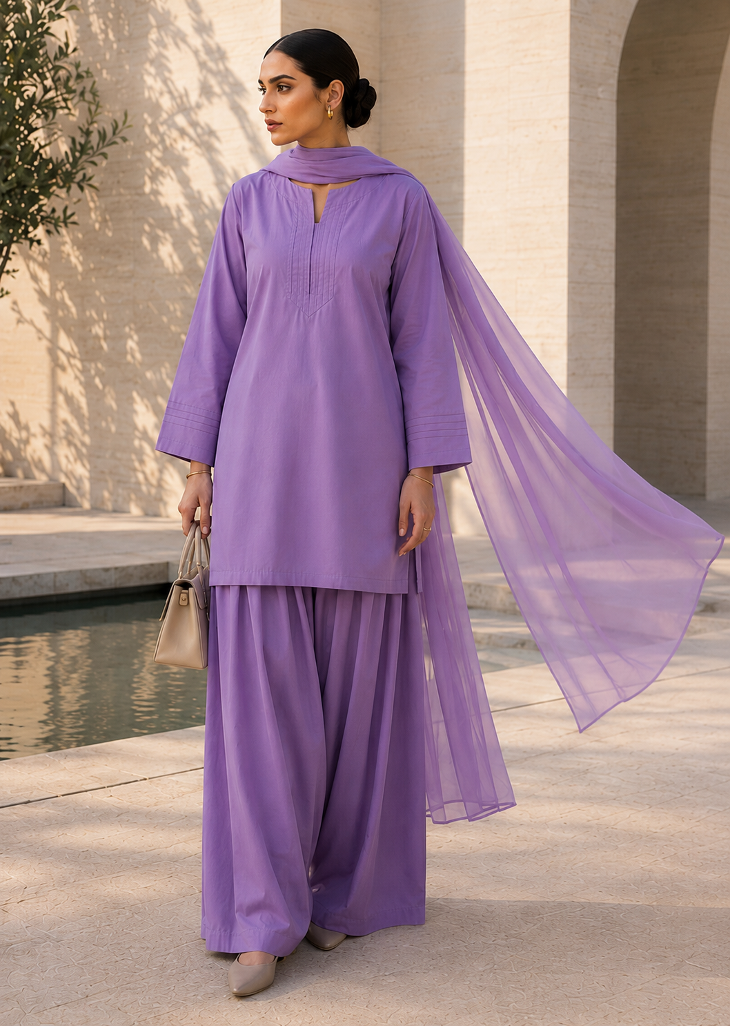 Elegant Women –Deep Mauve Mist 2PC Premium Cotton Set (RTW | Summer Drop 06)