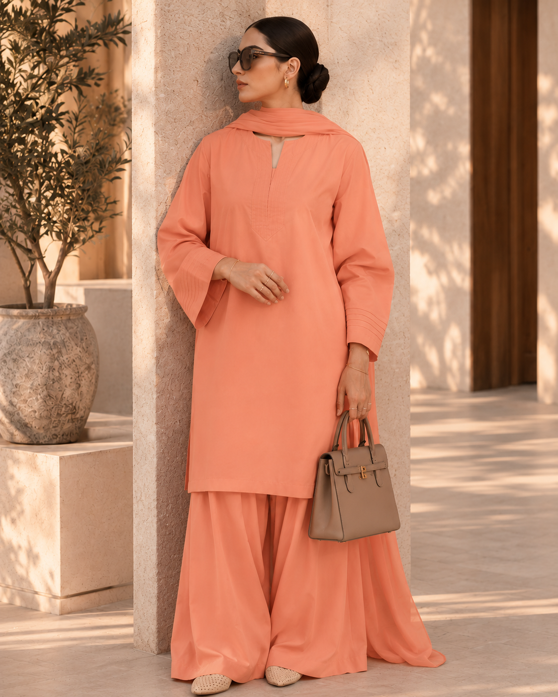 Elegant Women – Sunset Apricot 2PC Premium Cotton Set (RTW | Summer Drop 06)