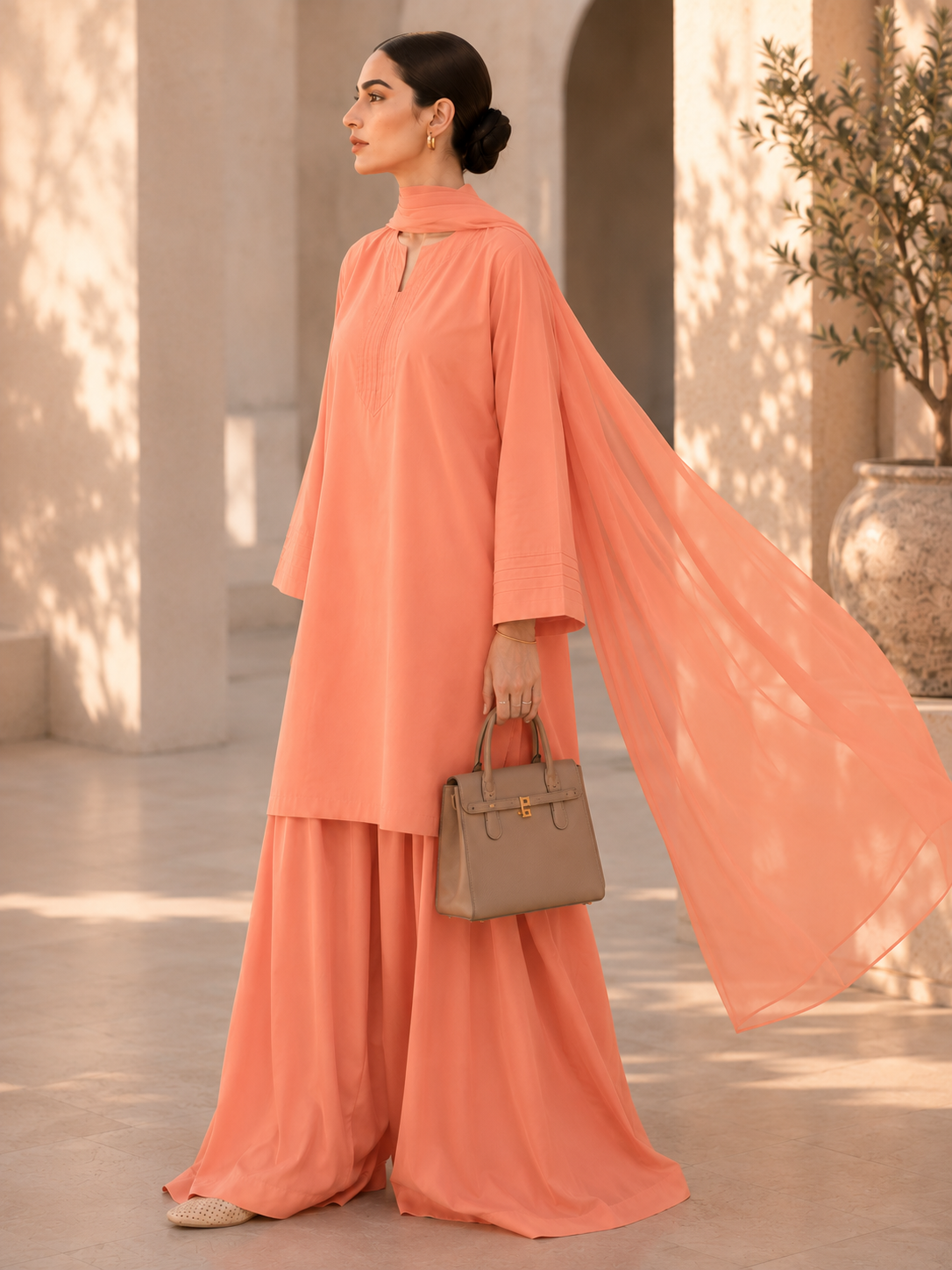 Elegant Women – Sunset Apricot 2PC Premium Cotton Set (RTW | Summer Drop 06)