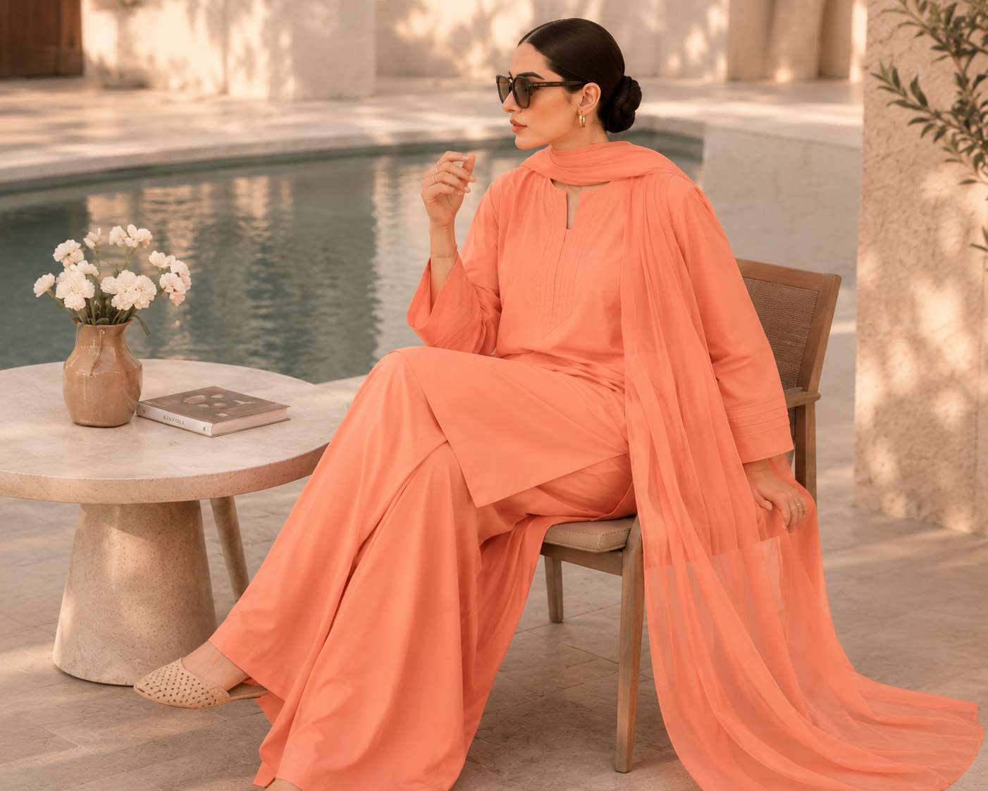Elegant Women – Sunset Apricot 2PC Premium Cotton Set (RTW | Summer Drop 06)