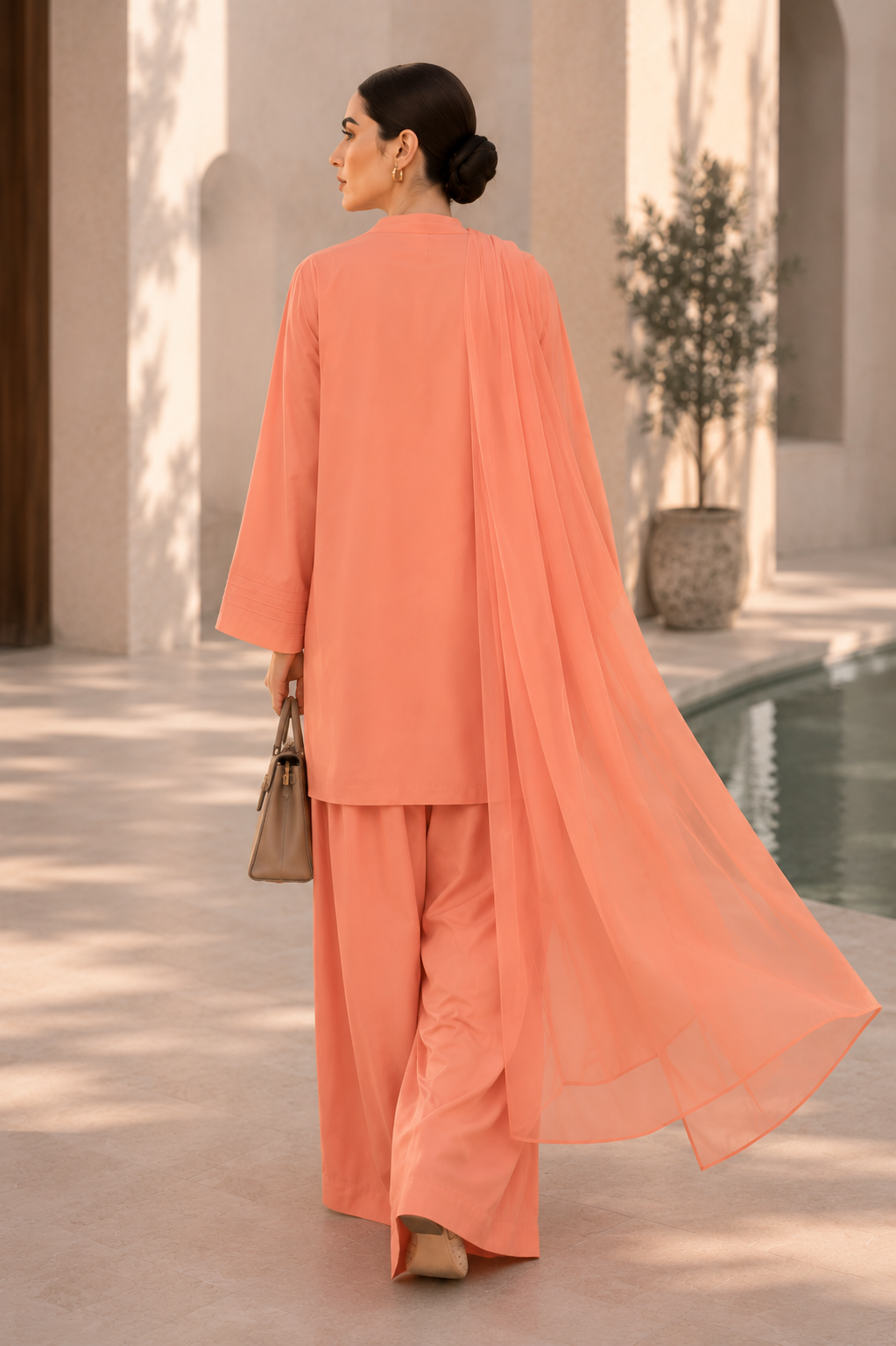 Elegant Women – Sunset Apricot 2PC Premium Cotton Set (RTW | Summer Drop 06)