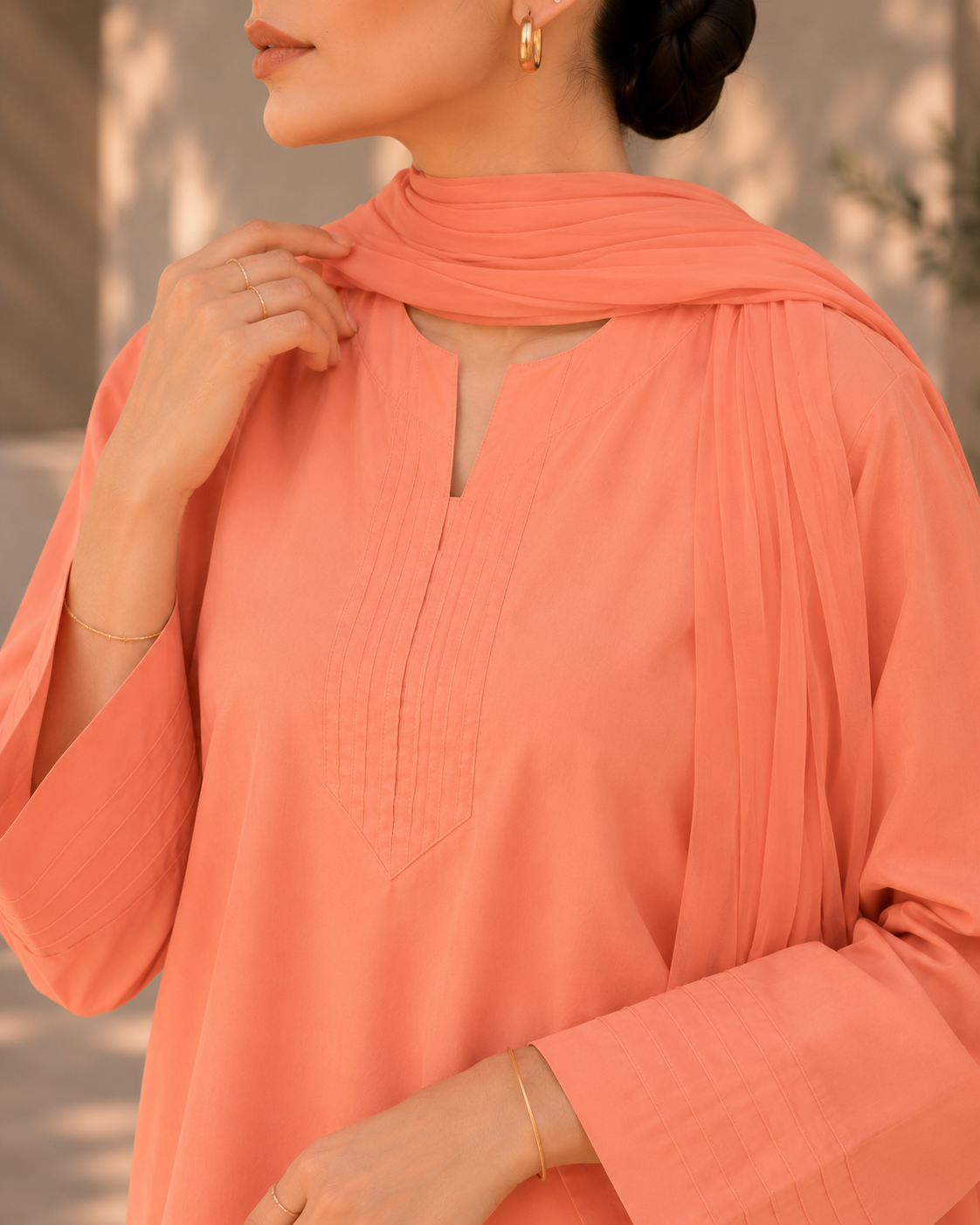 Elegant Women – Sunset Apricot 2PC Premium Cotton Set (RTW | Summer Drop 06)
