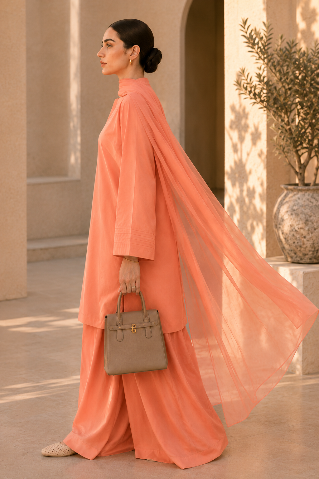 Elegant Women – Sunset Apricot 2PC Premium Cotton Set (RTW | Summer Drop 06)