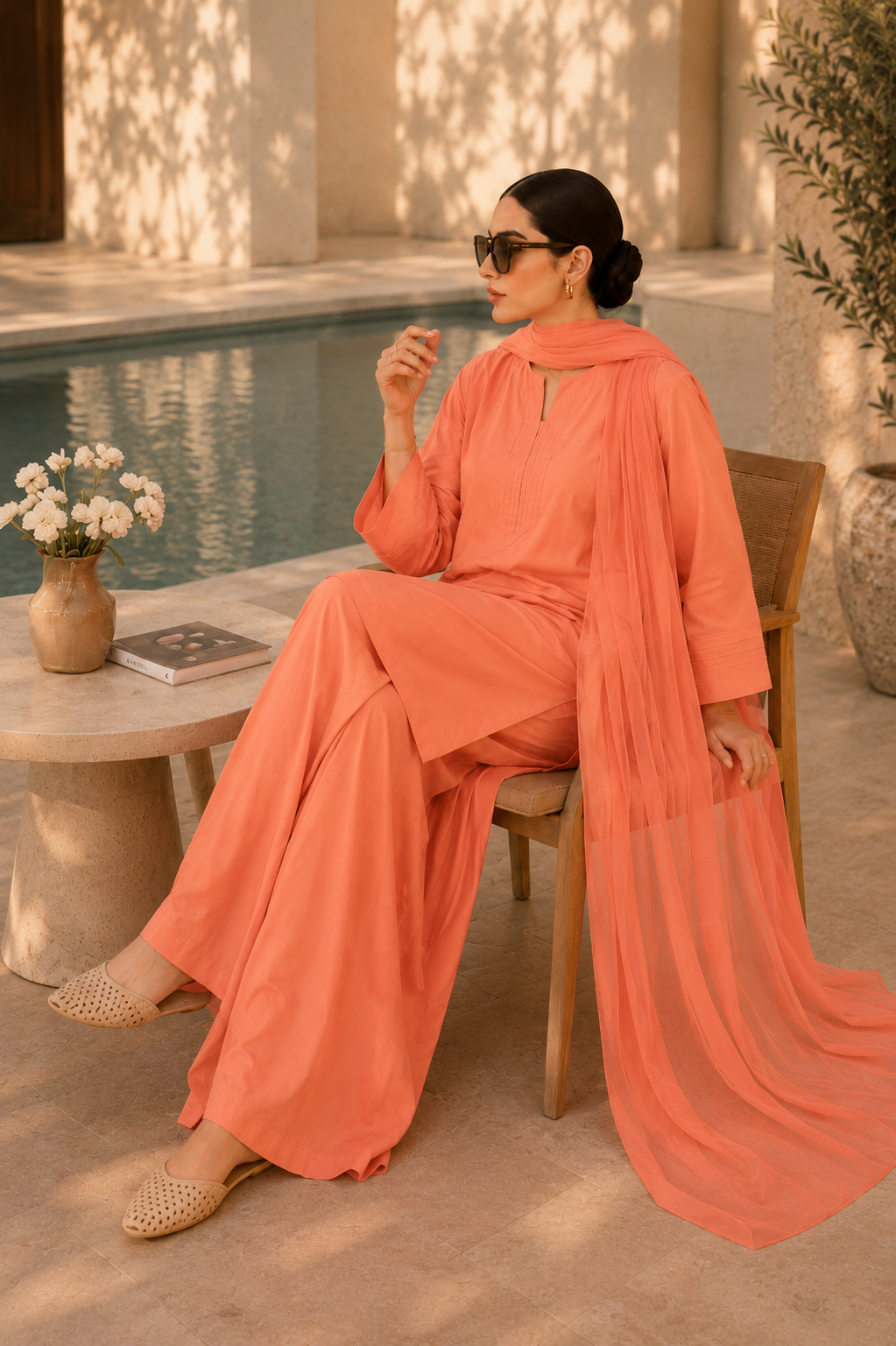 Elegant Women – Sunset Apricot 2PC Premium Cotton Set (RTW | Summer Drop 06)