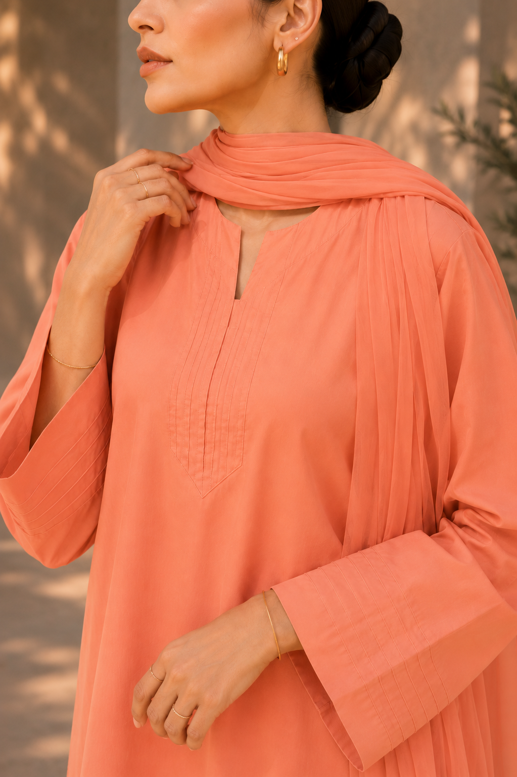 Elegant Women – Sunset Apricot 2PC Premium Cotton Set (RTW | Summer Drop 06)