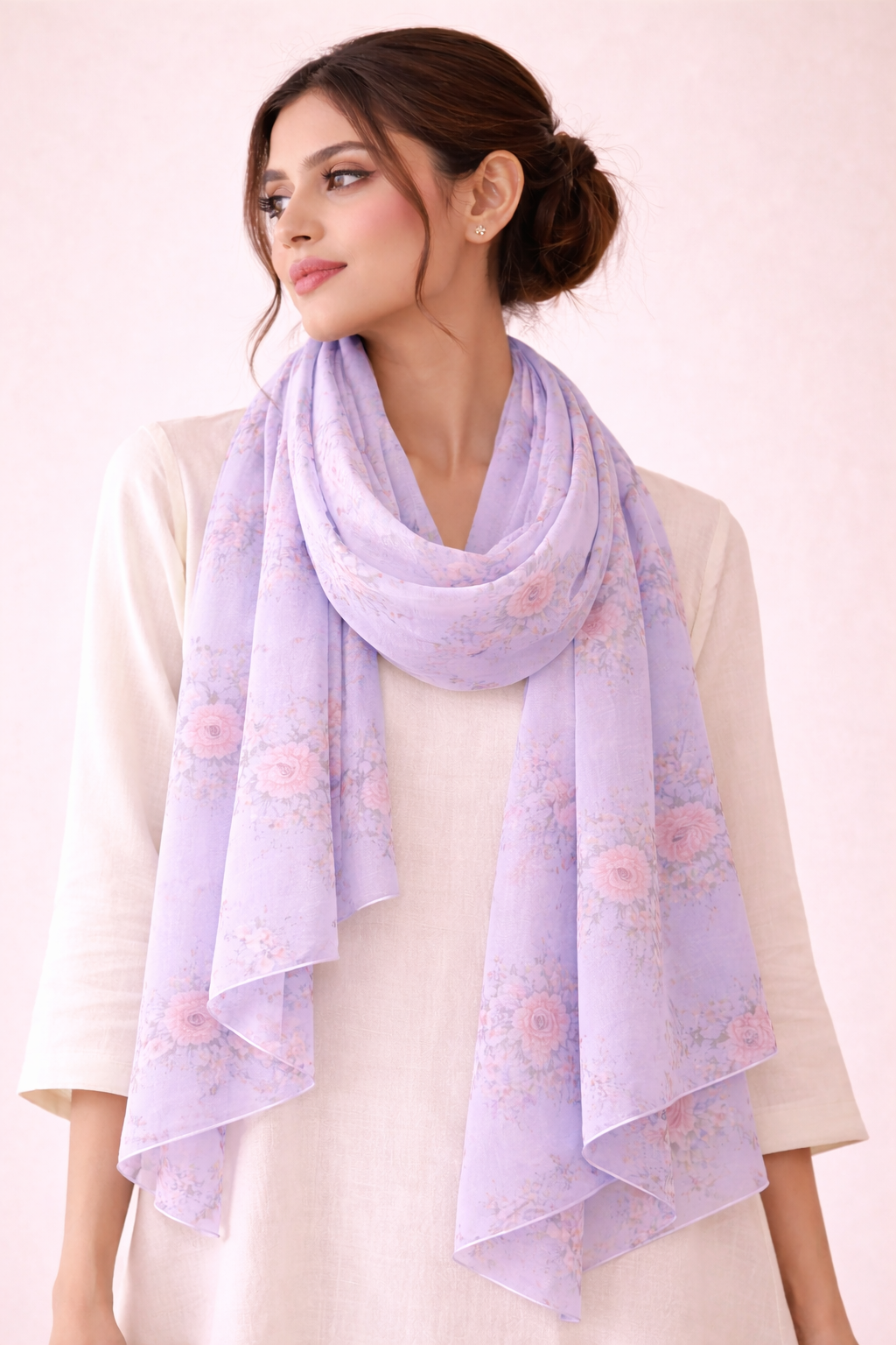 Iced Lilar Floral Scarf