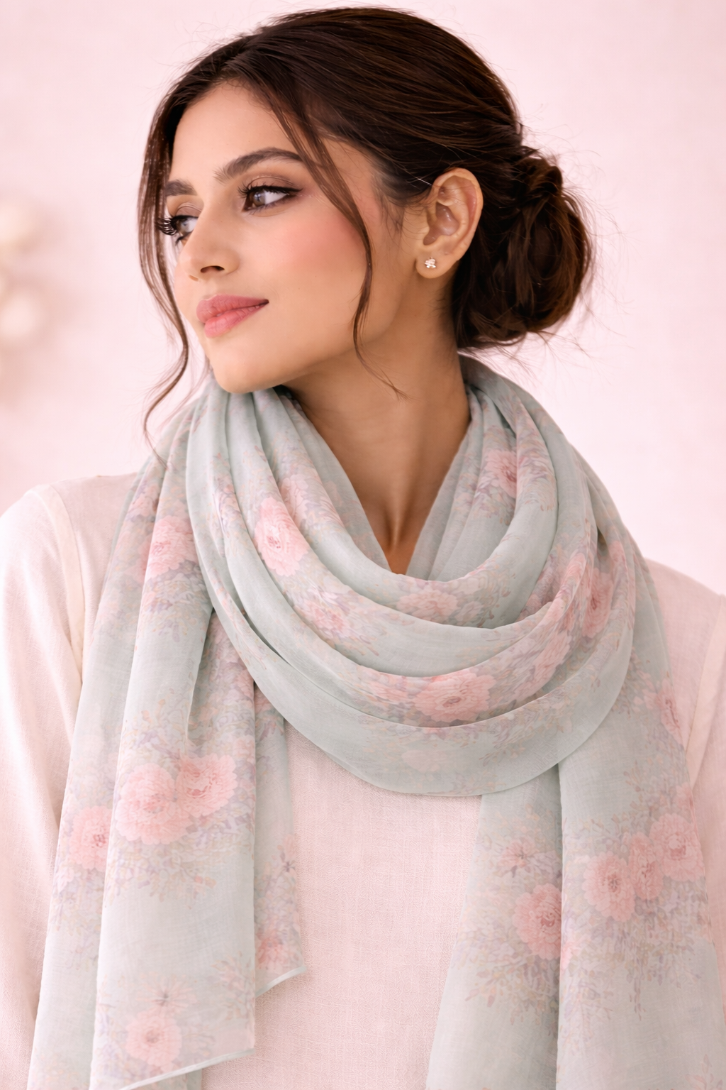 Celestial Mint Floral Scarf