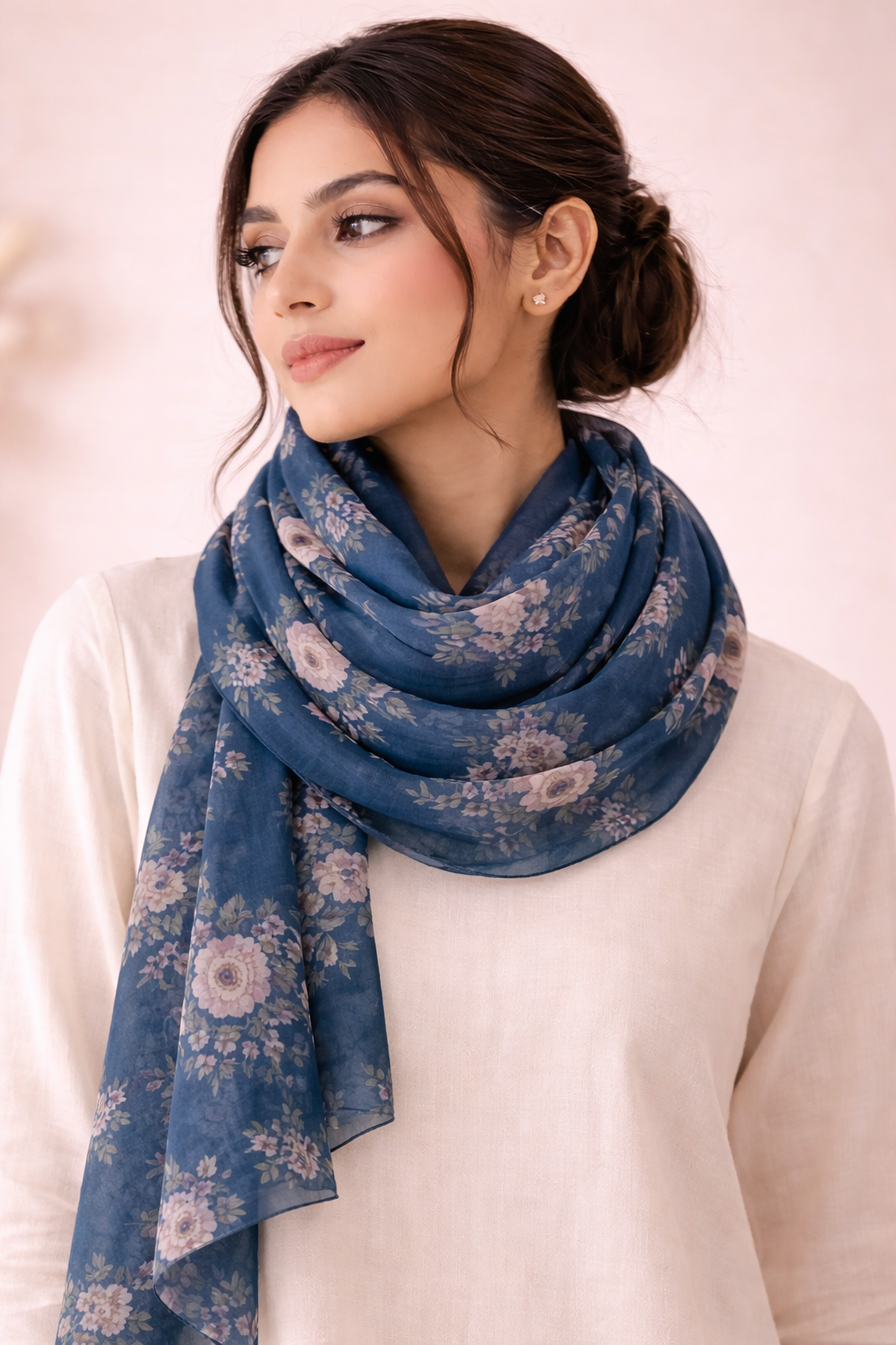 Obsidian Teal Floral Scarf