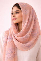 Peach Nectar Floral Scarf