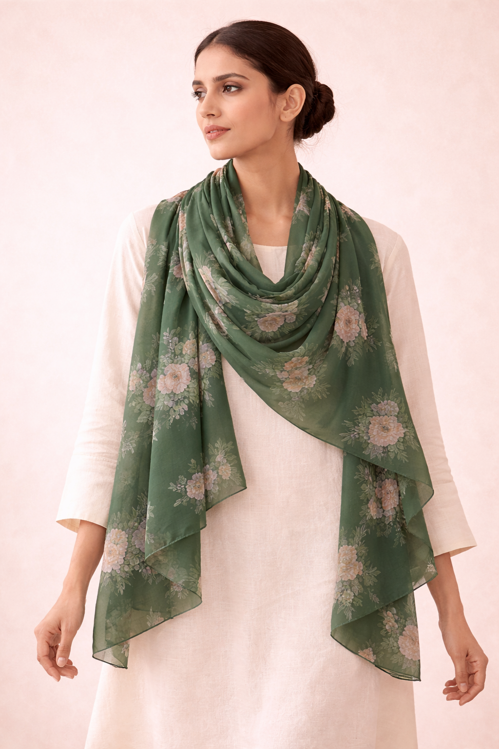 Emerald Noir Floral Scarf