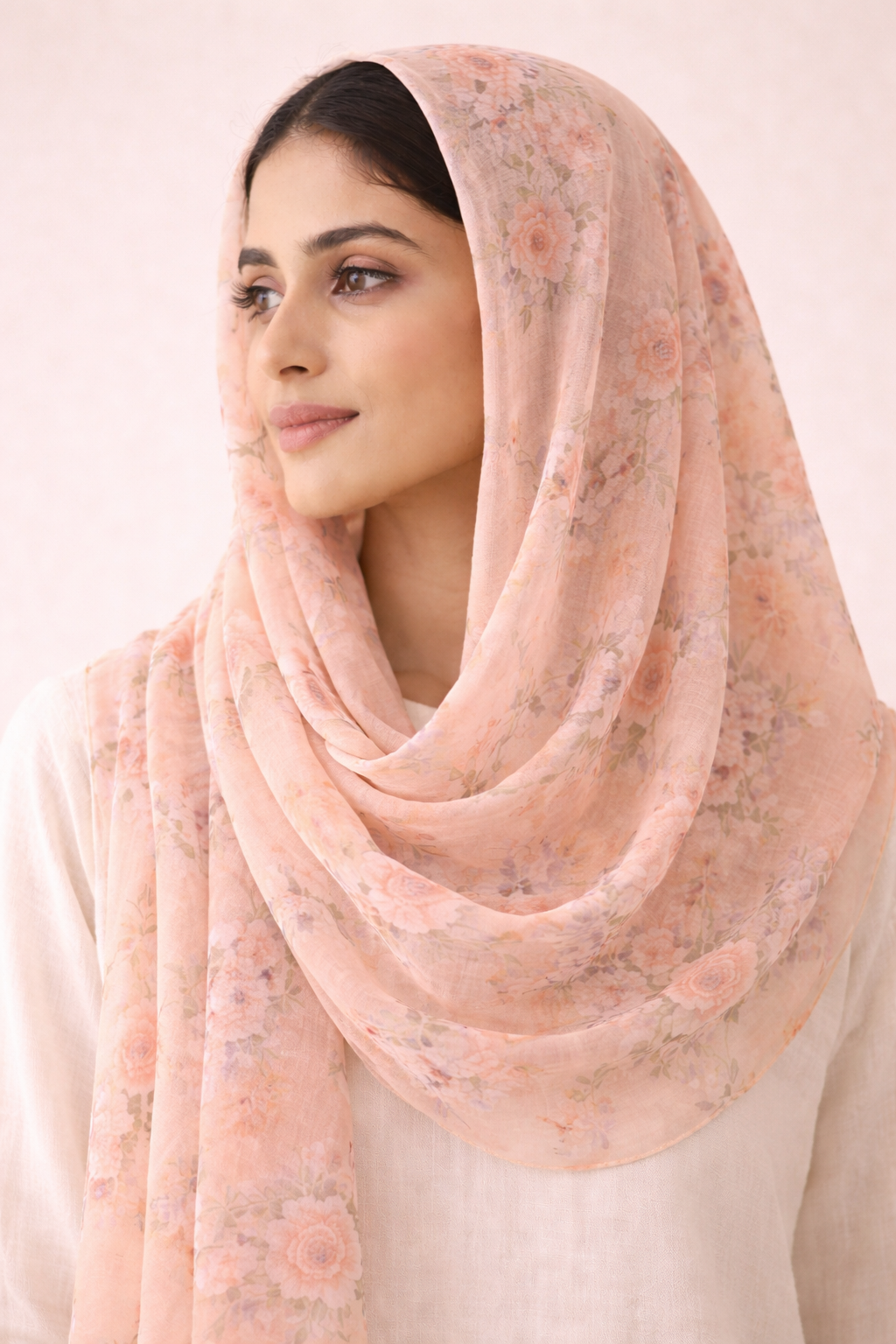 Sunset Apricot Floral Scarf