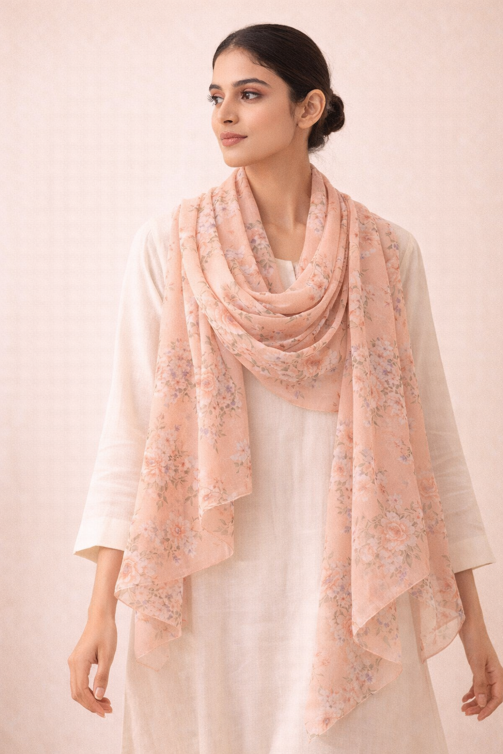 Sunset Apricot Floral Scarf