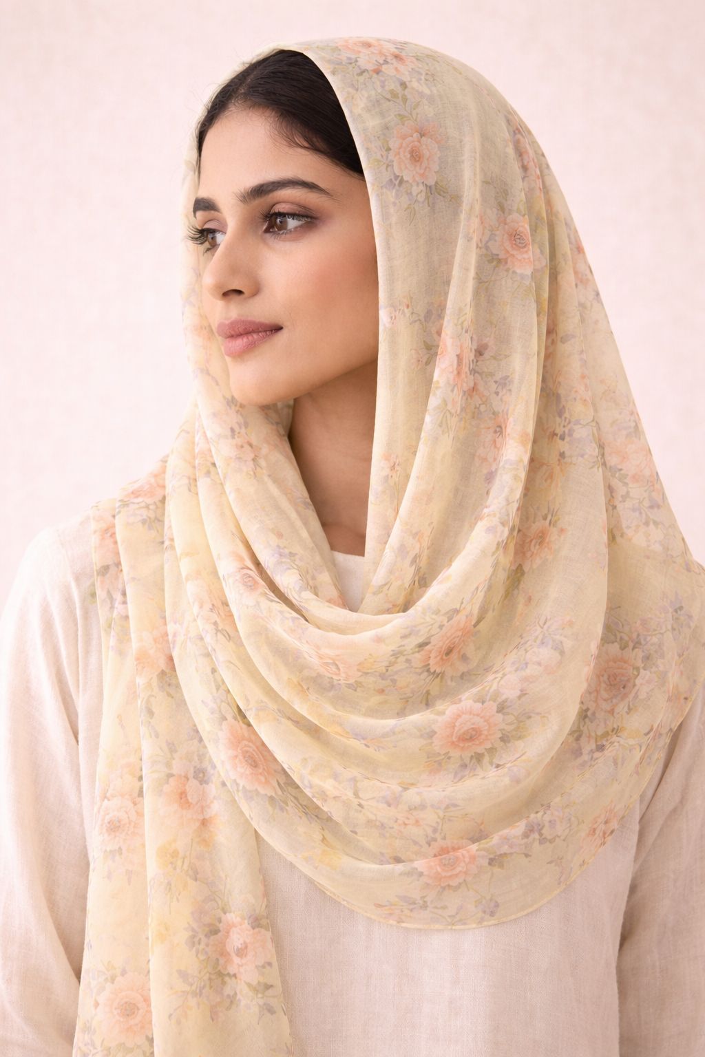 Frosted Lemon Floral Scarf