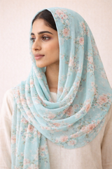 Aqua Glass Floral Scarf