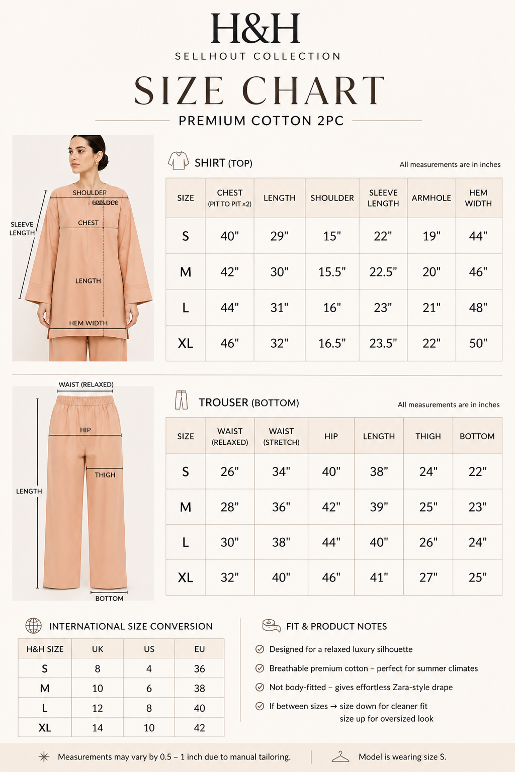 Atelier Ease – Relaxed Premium Cotton Co-Ord Set (RTW | Summer Drop 06)– Sunset Apricot
