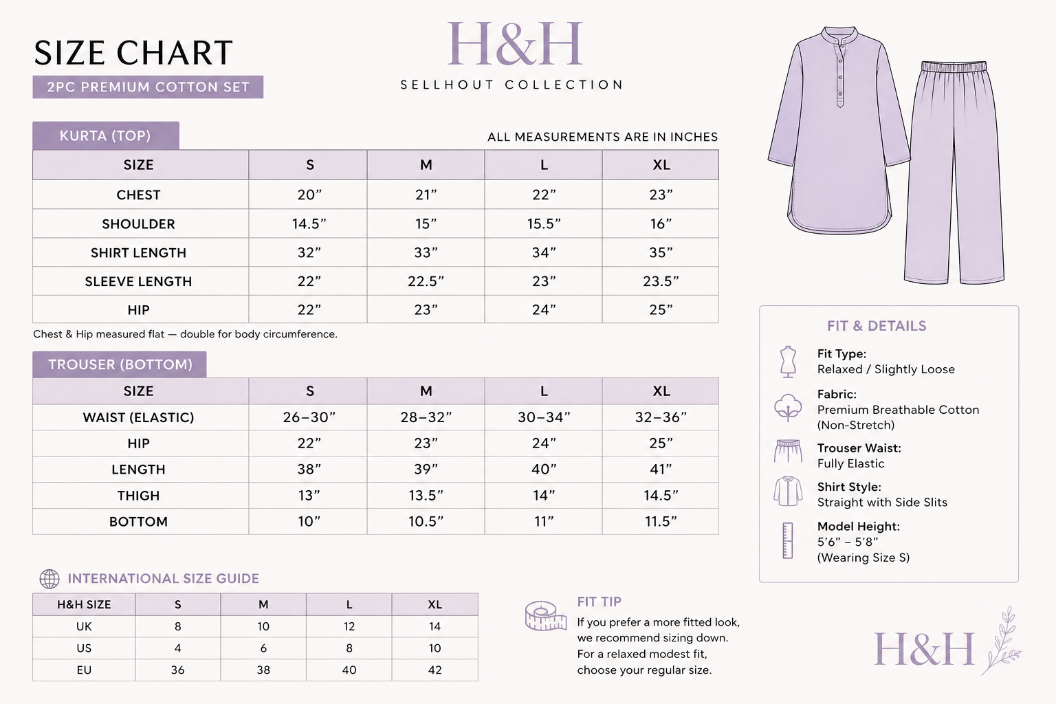 Atelier Ease – Relaxed Premium Cotton Co-Ord Set (RTW | Summer Drop 06)–Lavender Mist