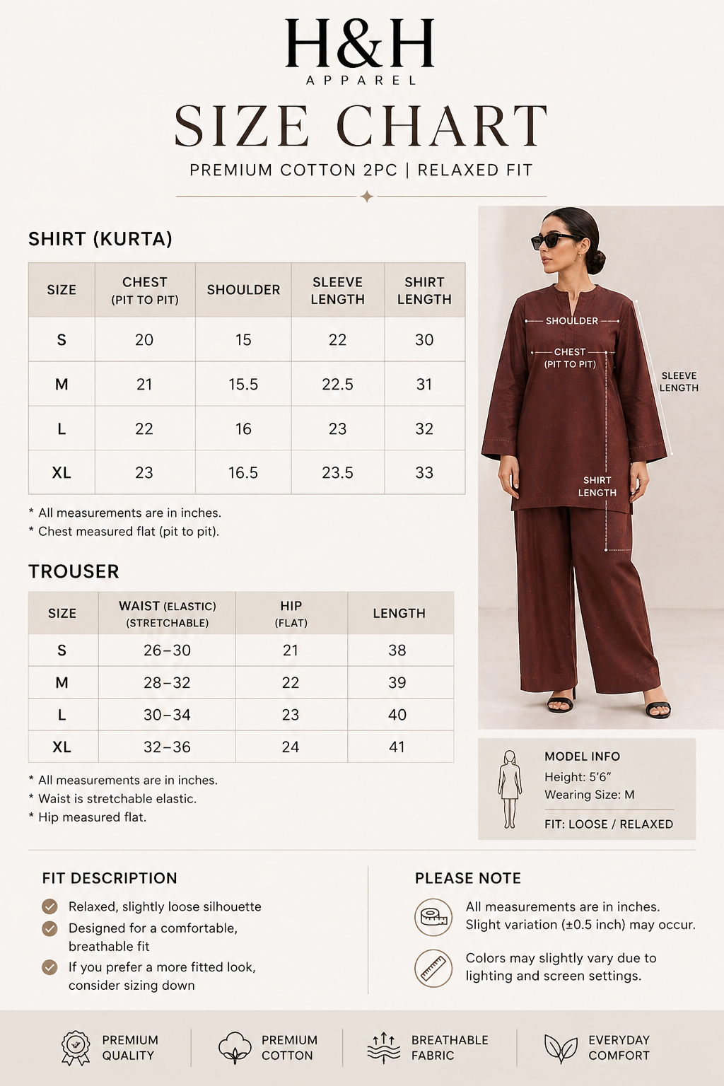 Atelier Ease – Relaxed Premium Cotton Co-Ord Set (RTW | Summer Drop 06)– Cherry Wood