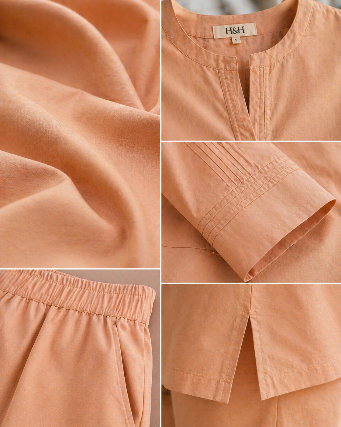 Atelier Ease – Relaxed Premium Cotton Co-Ord Set (RTW | Summer Drop 06)– Sunset Apricot
